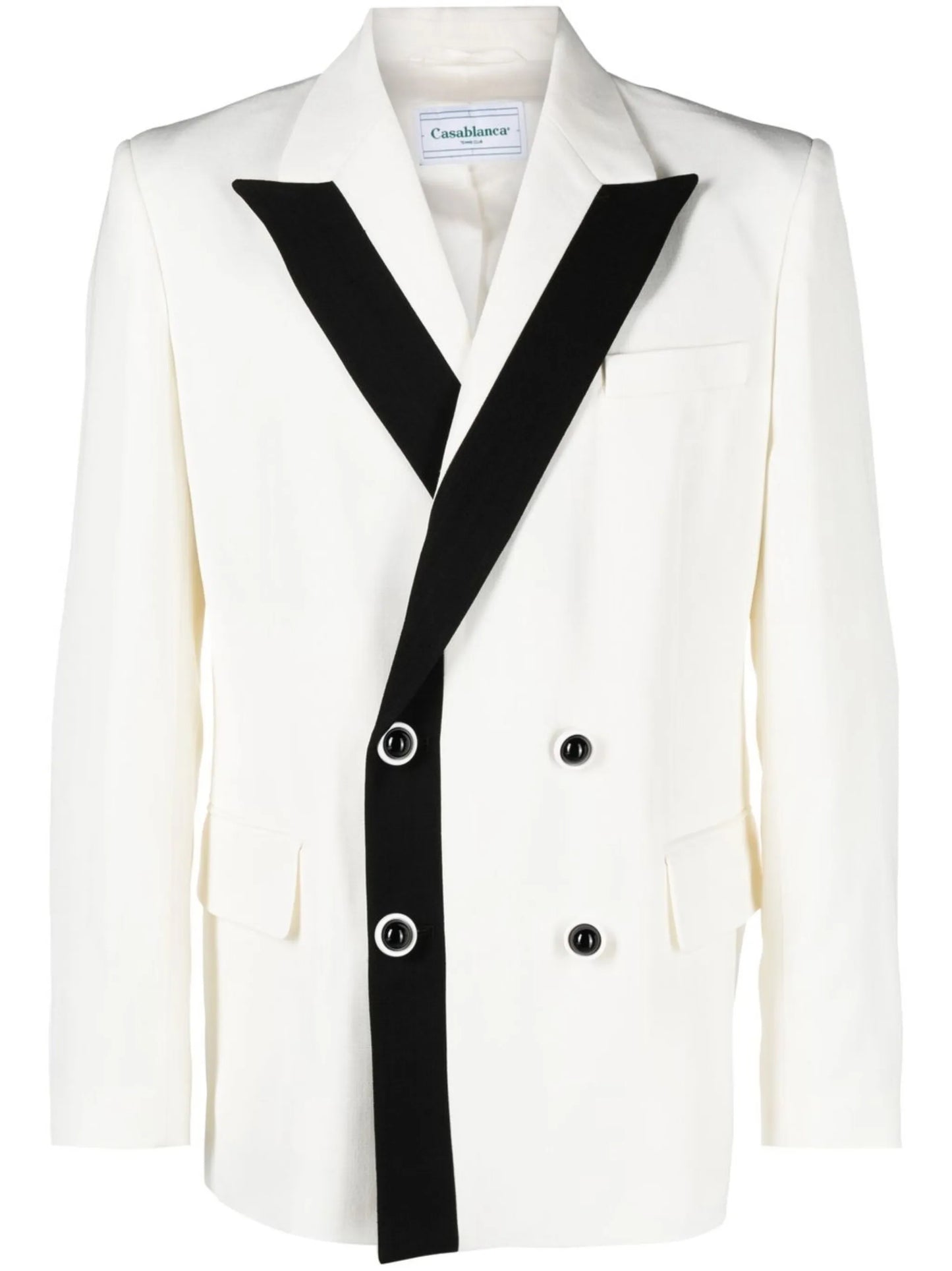 contrast-lapel double-breasted blazer