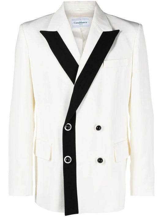 contrast-lapel double-breasted blazer