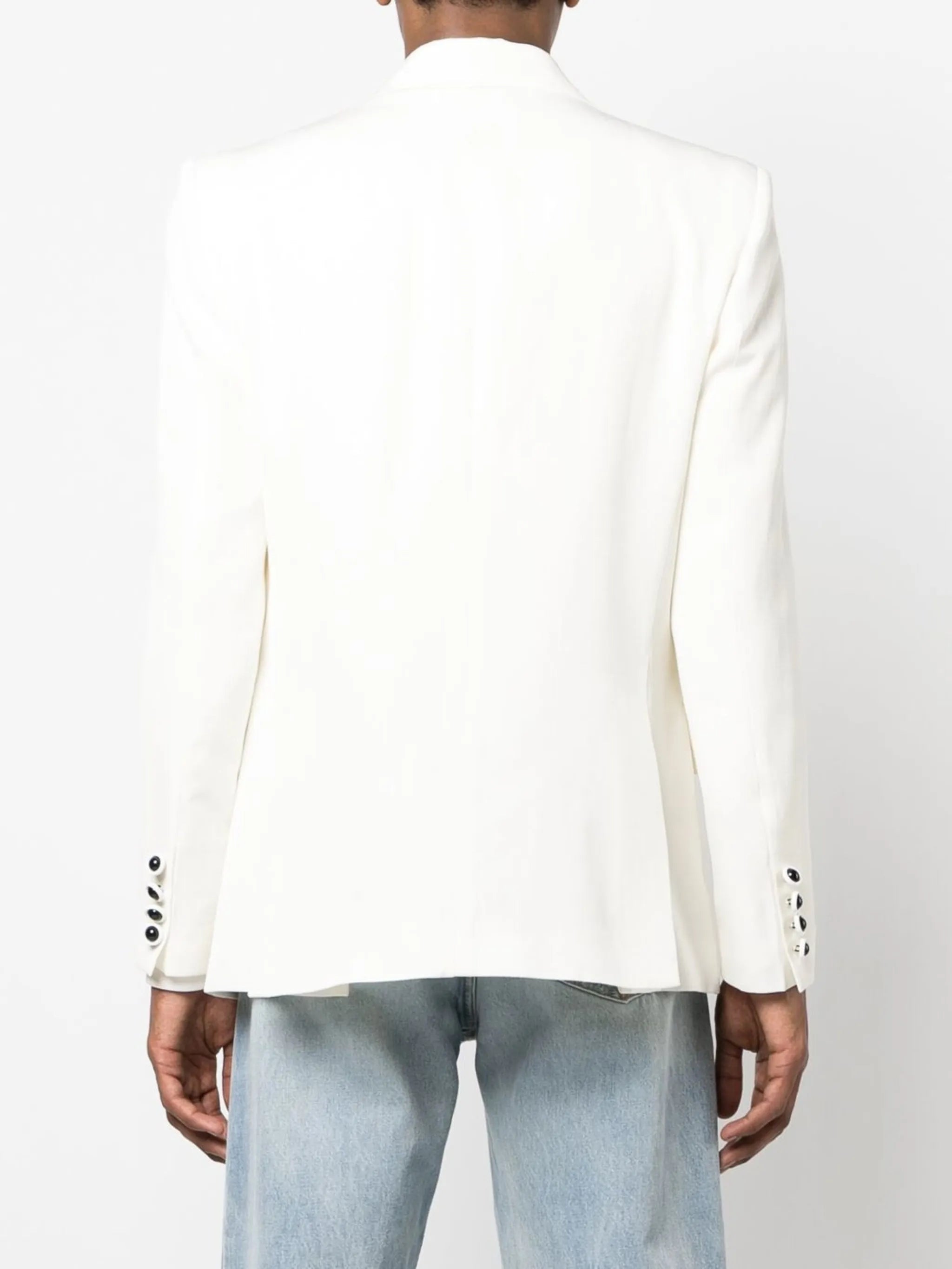 contrast-lapel double-breasted blazer