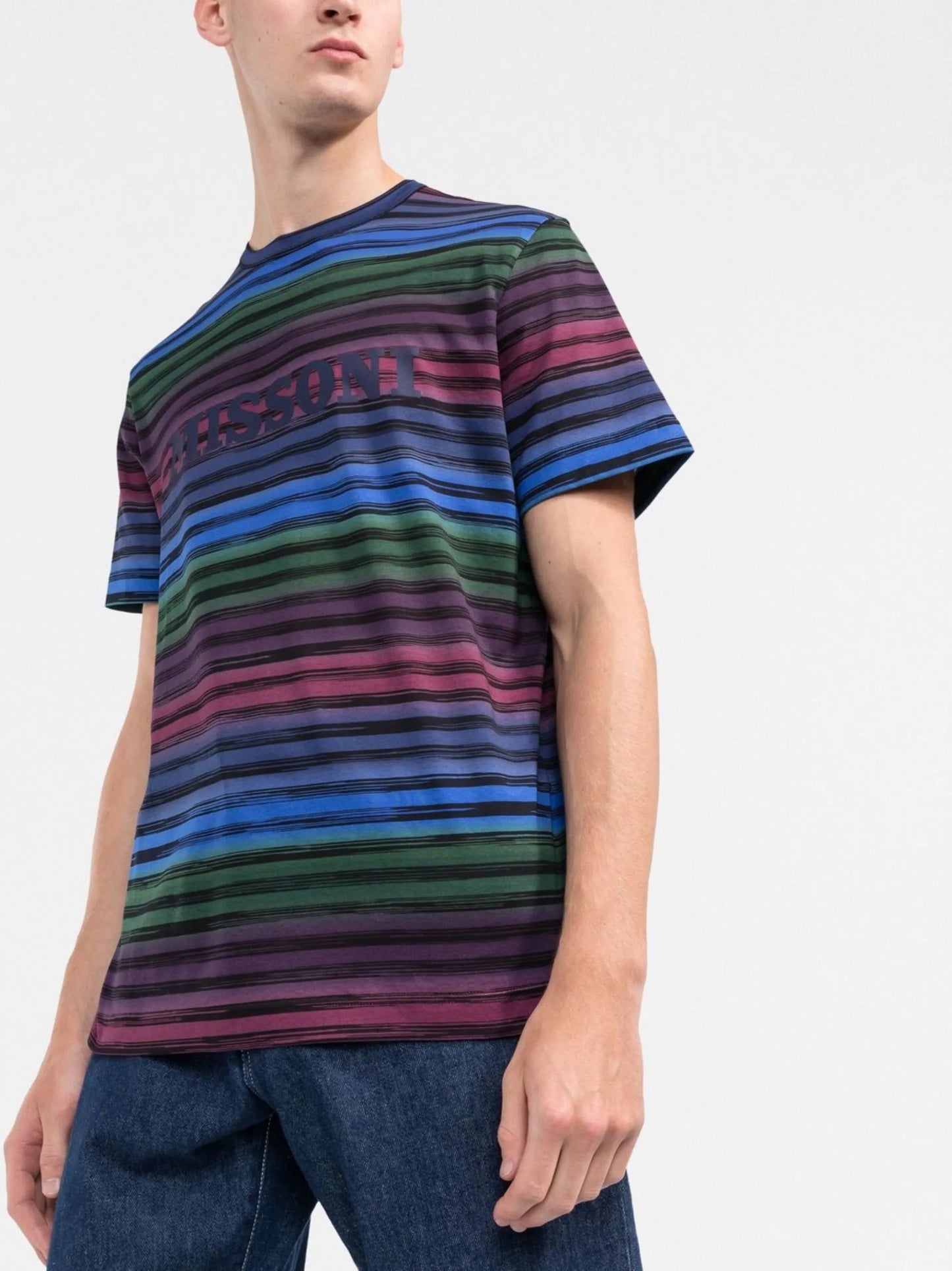 striped logo-print T-shirt