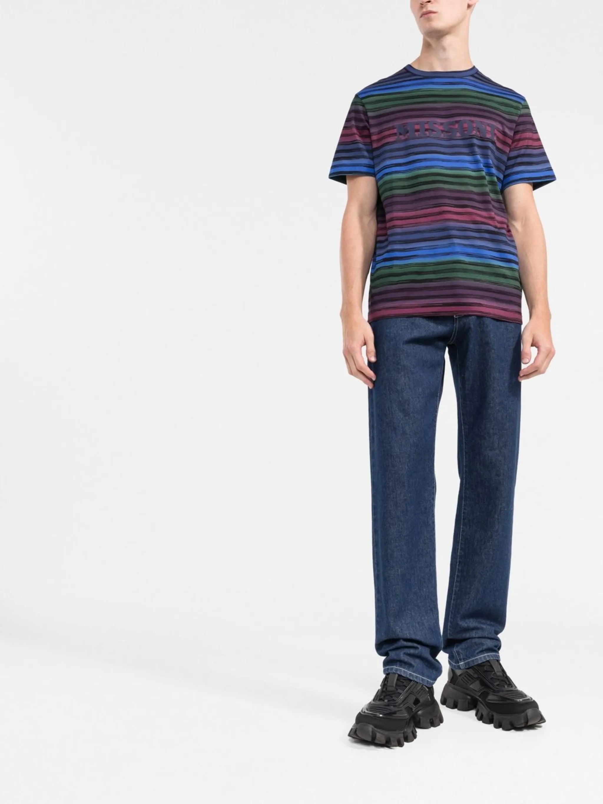 striped logo-print T-shirt