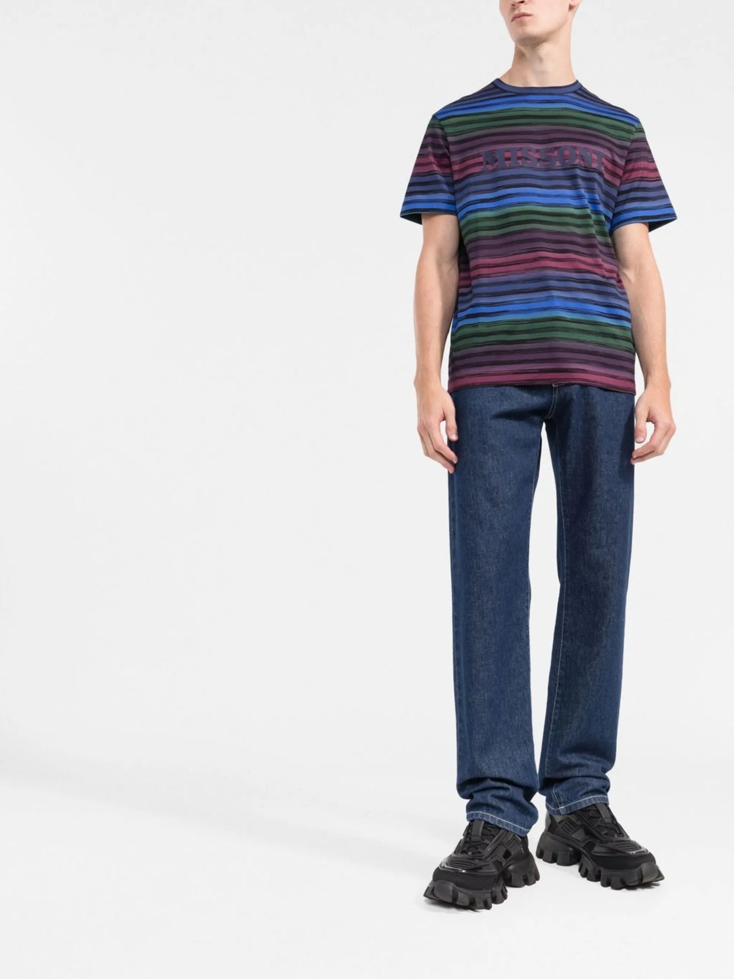 striped logo-print T-shirt