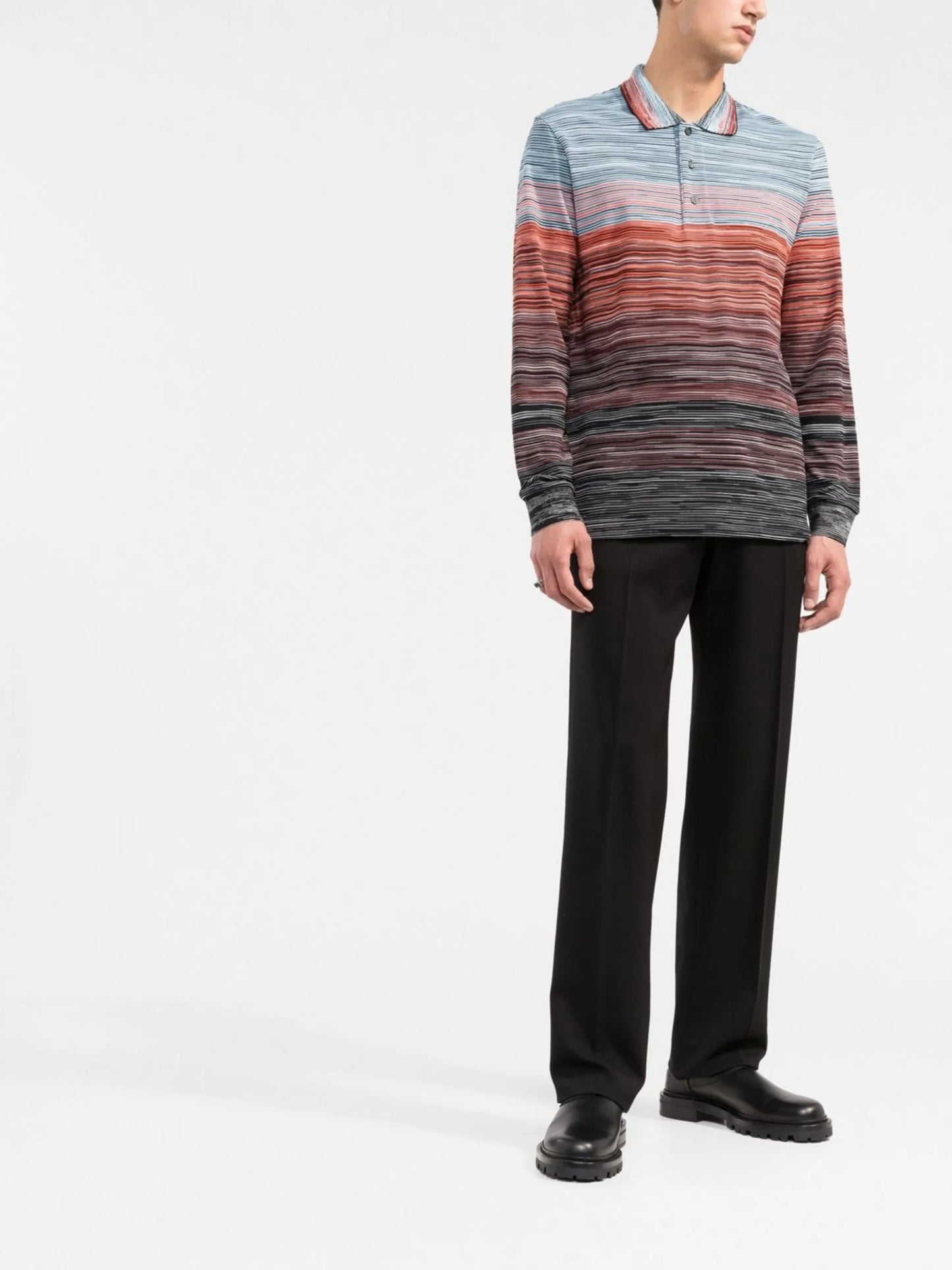 marl-knit polo shirt