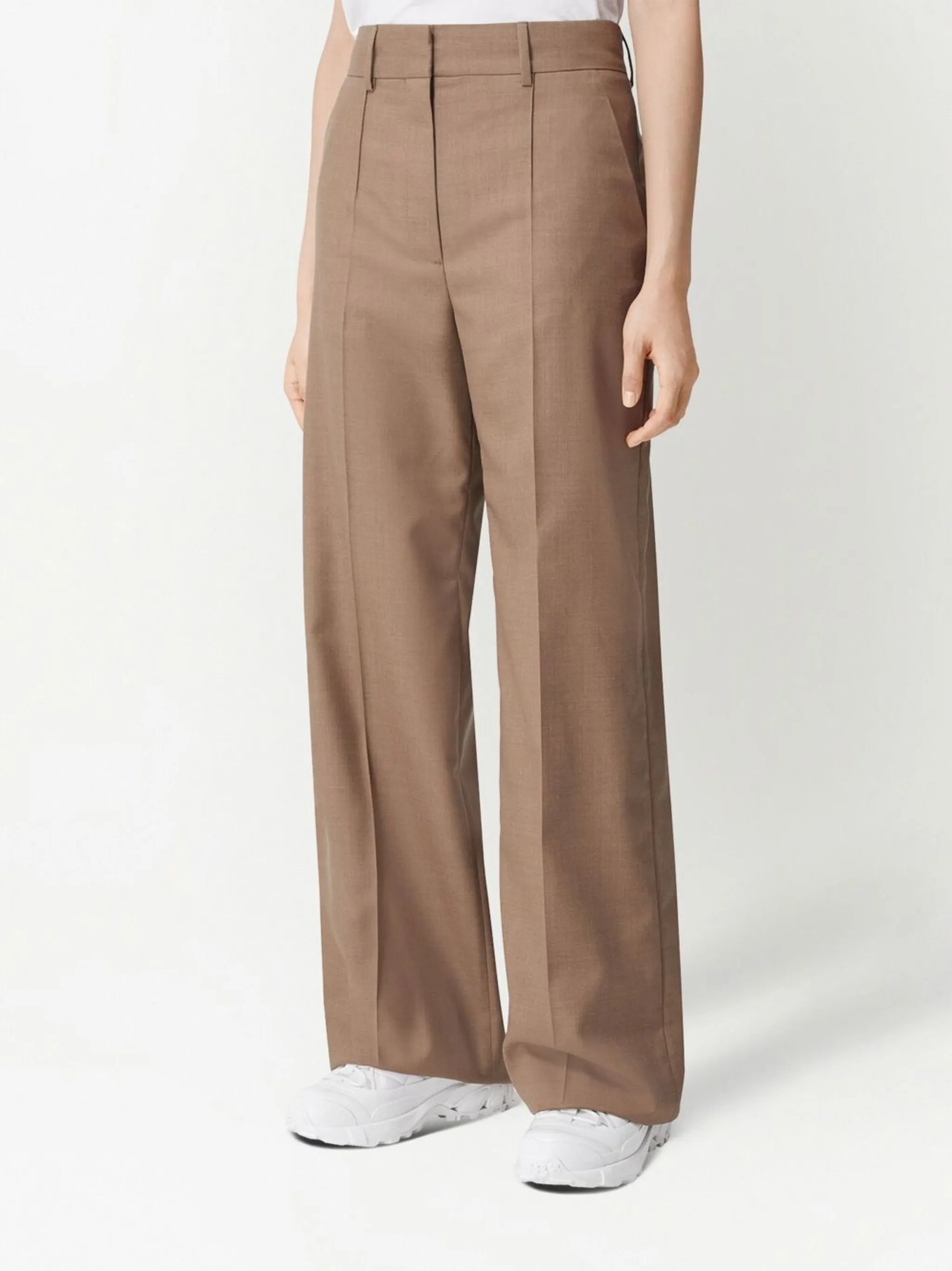 wide-leg wool trousers