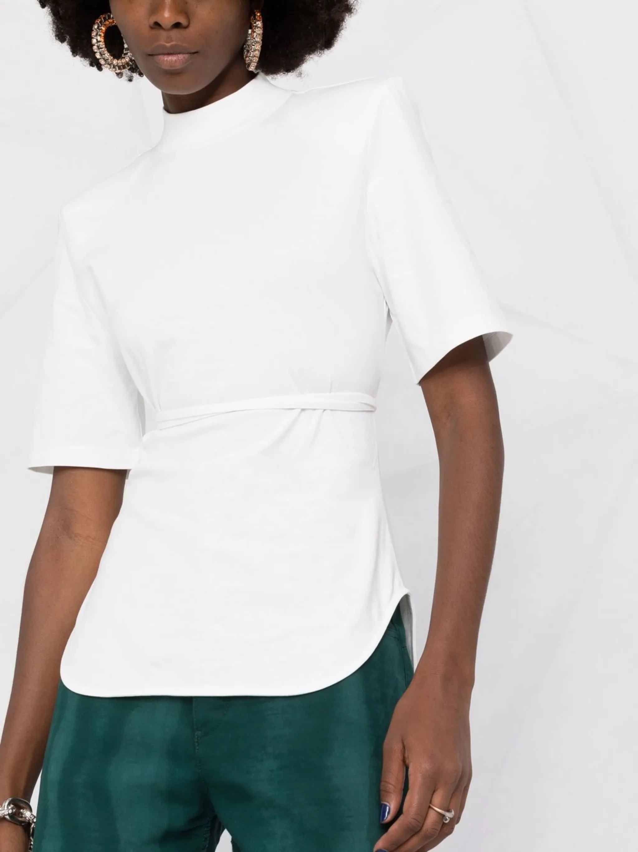 short-sleeve belted shirt