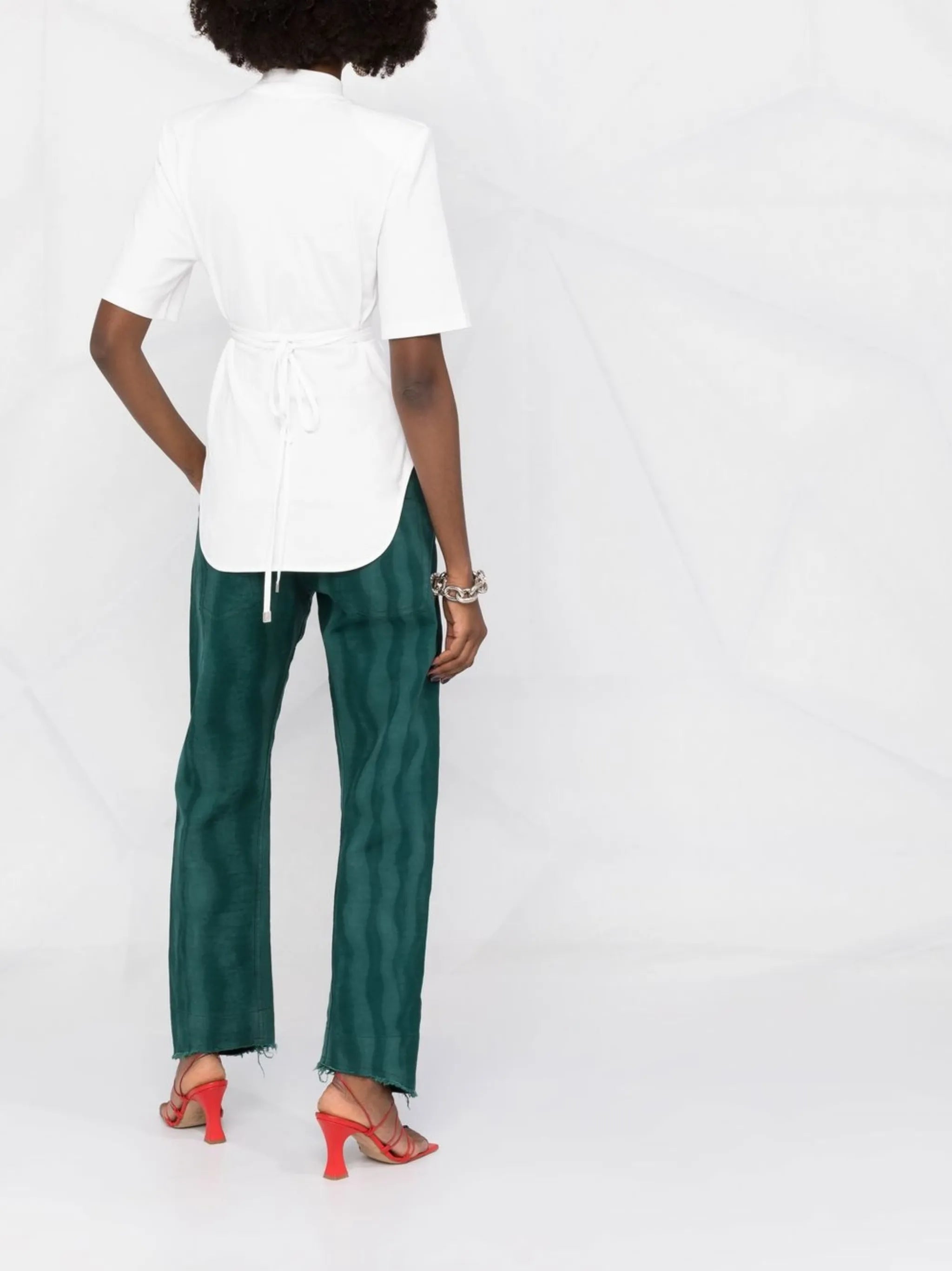 short-sleeve belted shirt