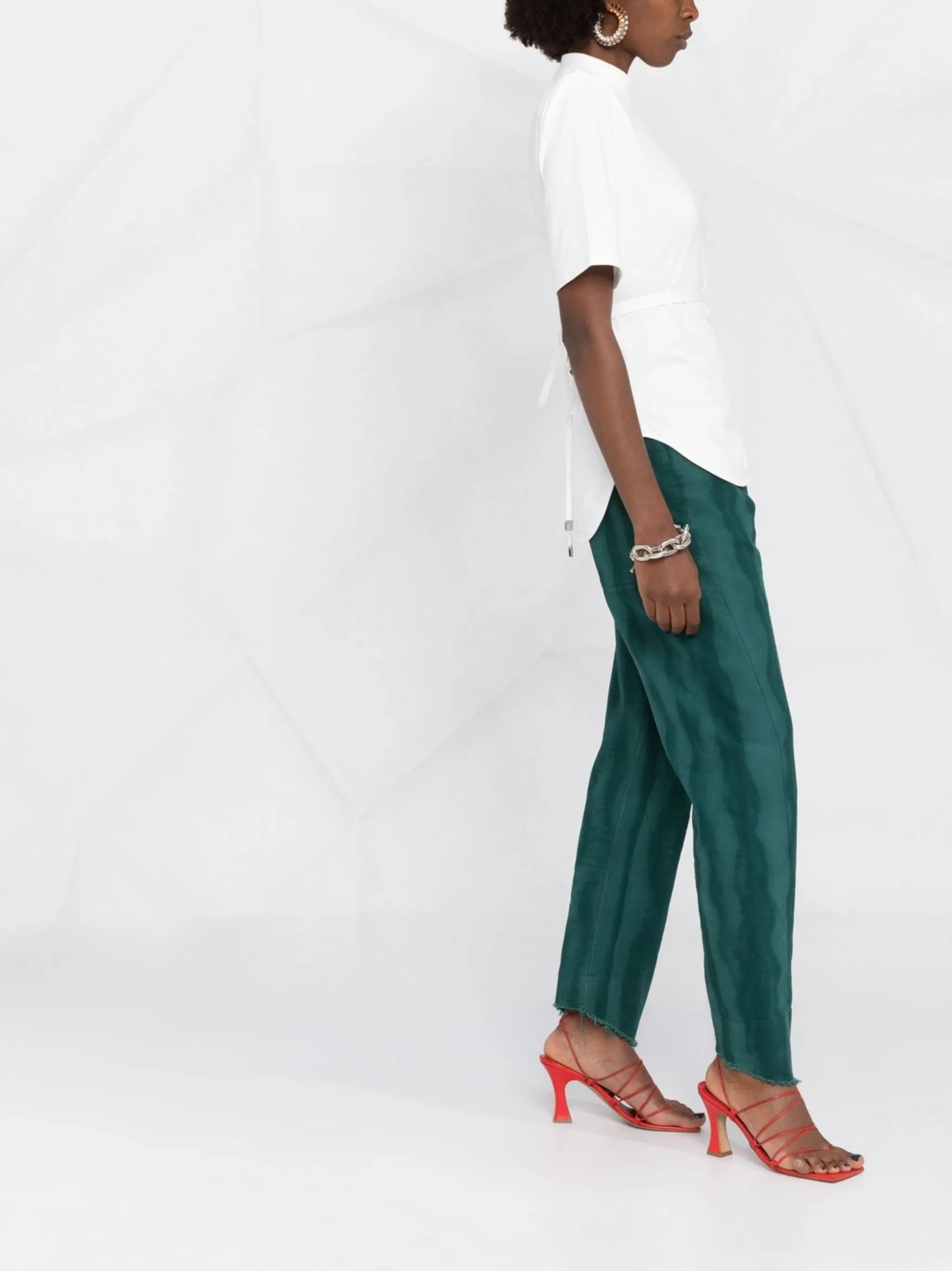 short-sleeve belted shirt
