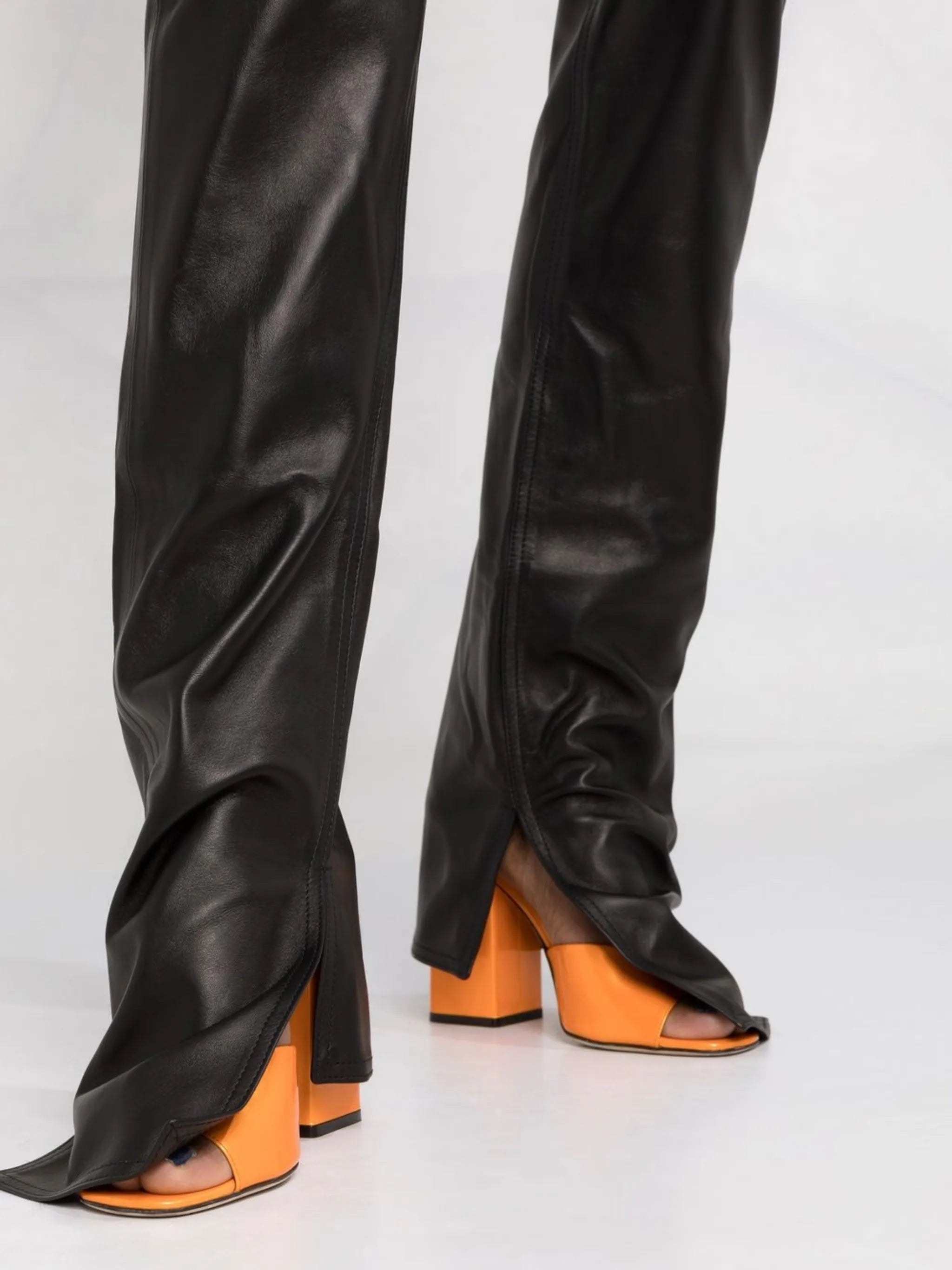 split-cuff leather trousers
