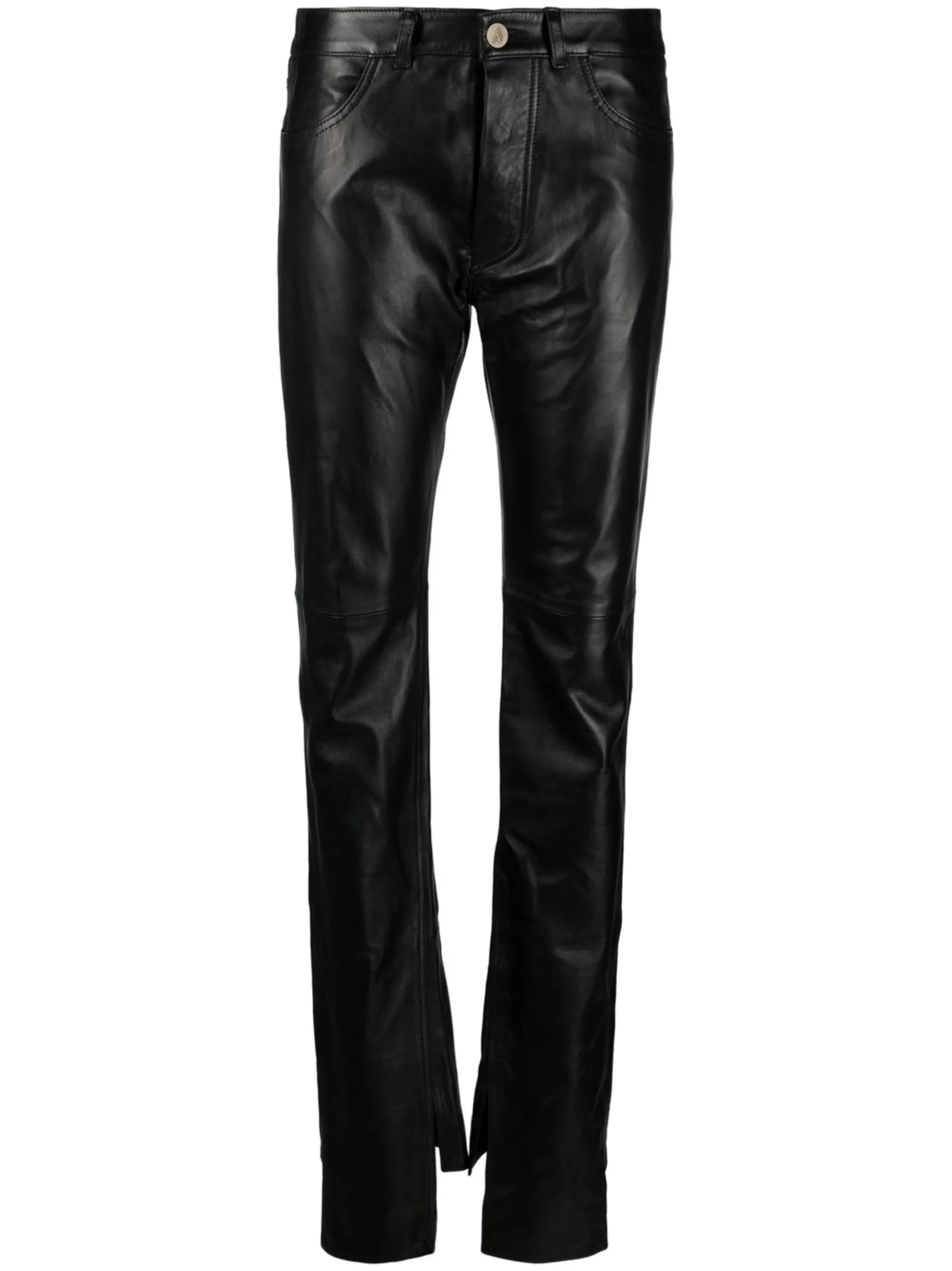 split-cuff leather trousers