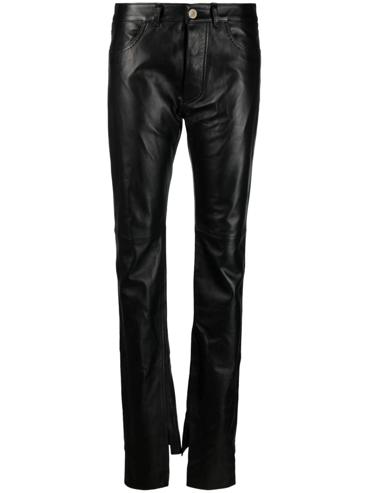 split-cuff leather trousers