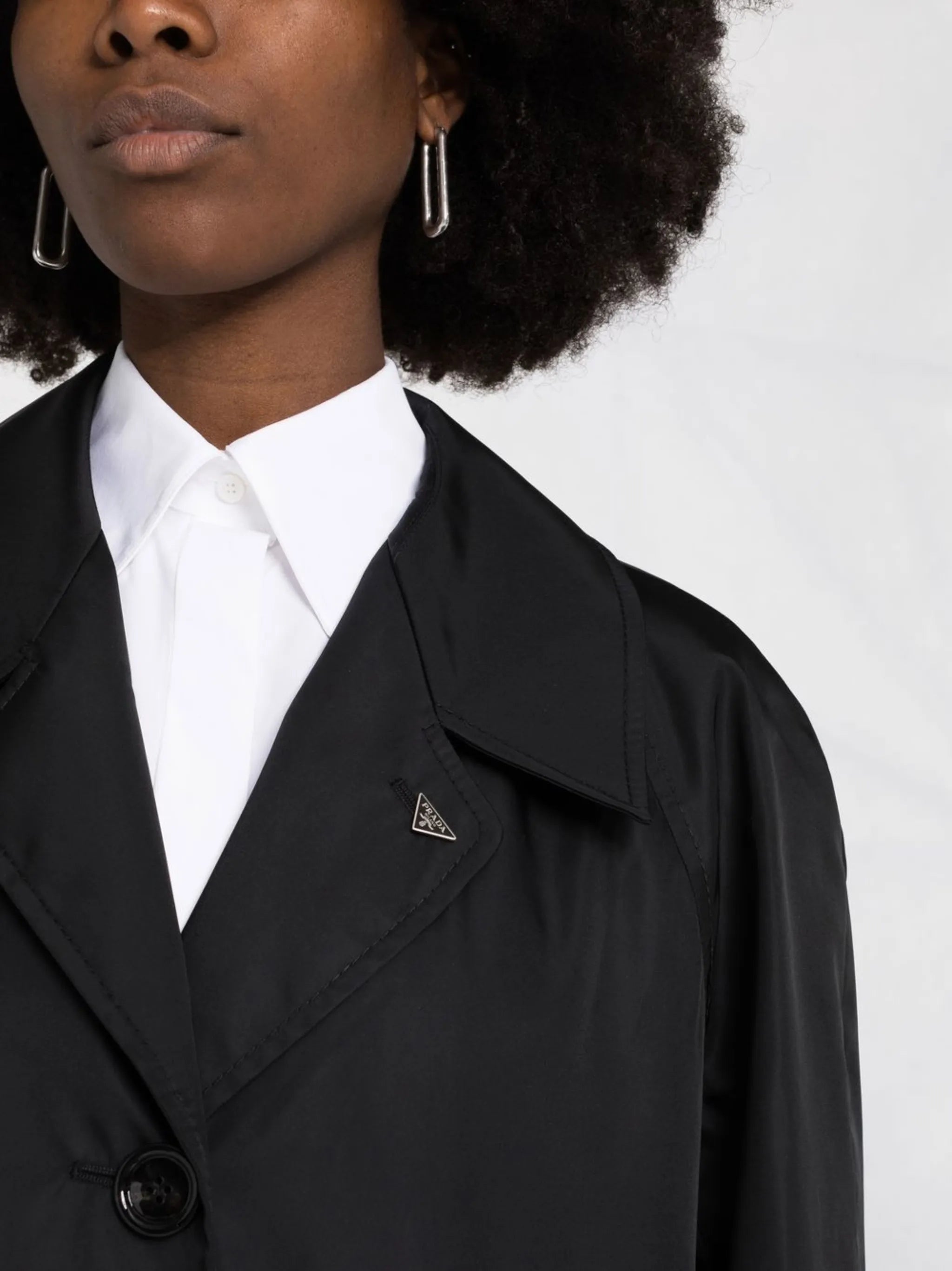 Re-Nylon single-breasted coat