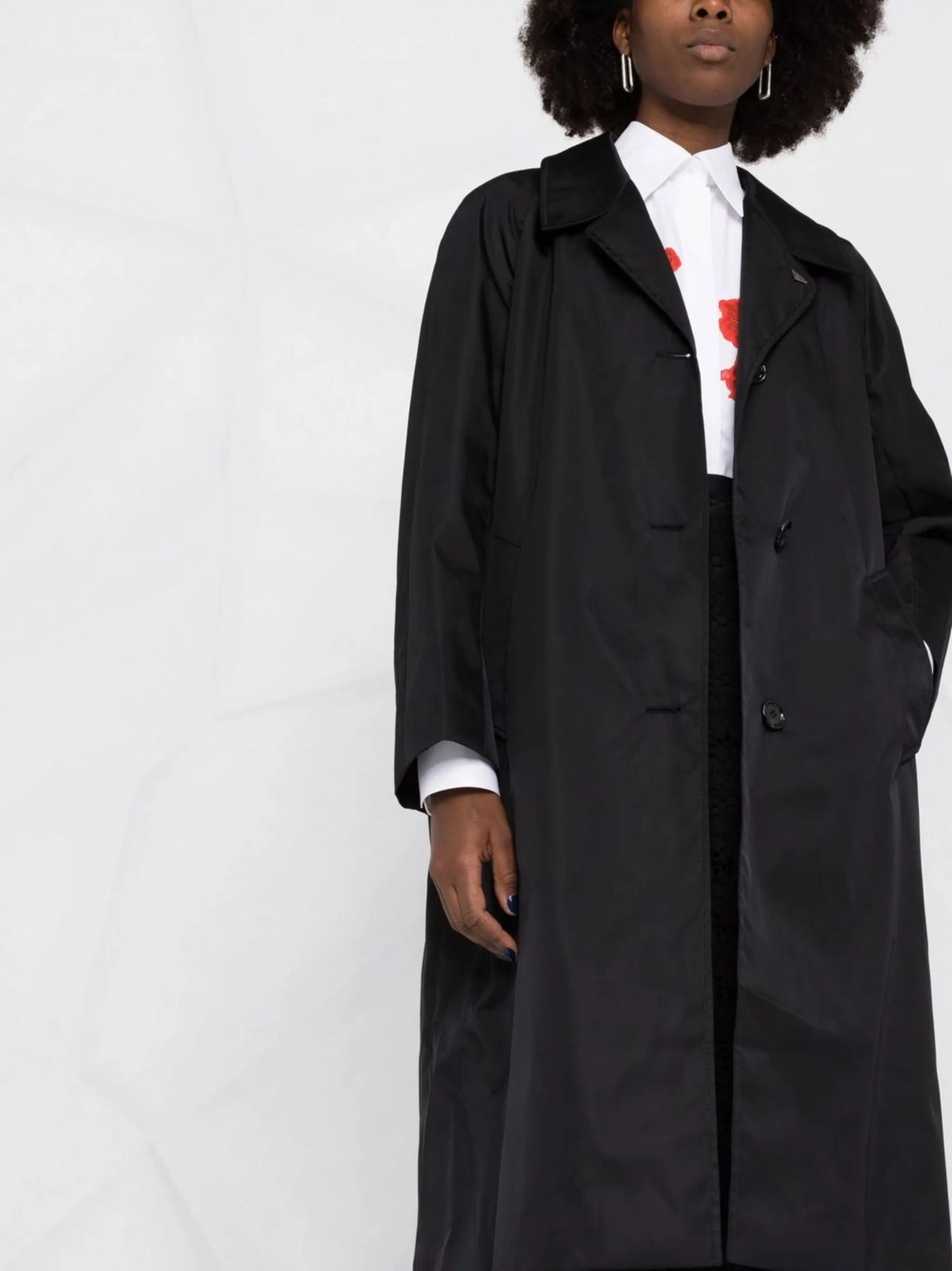 Re-Nylon single-breasted coat