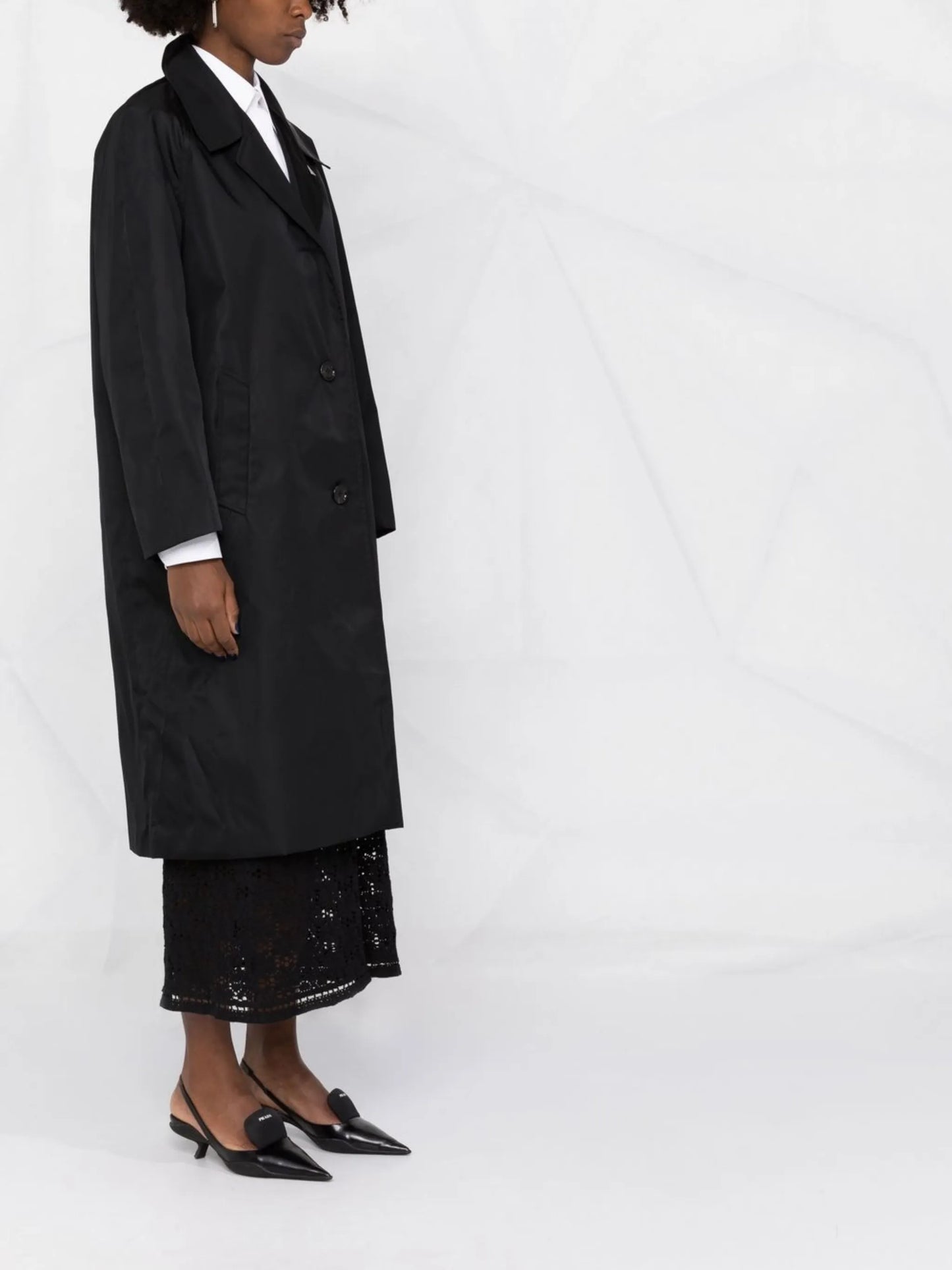 Re-Nylon single-breasted coat