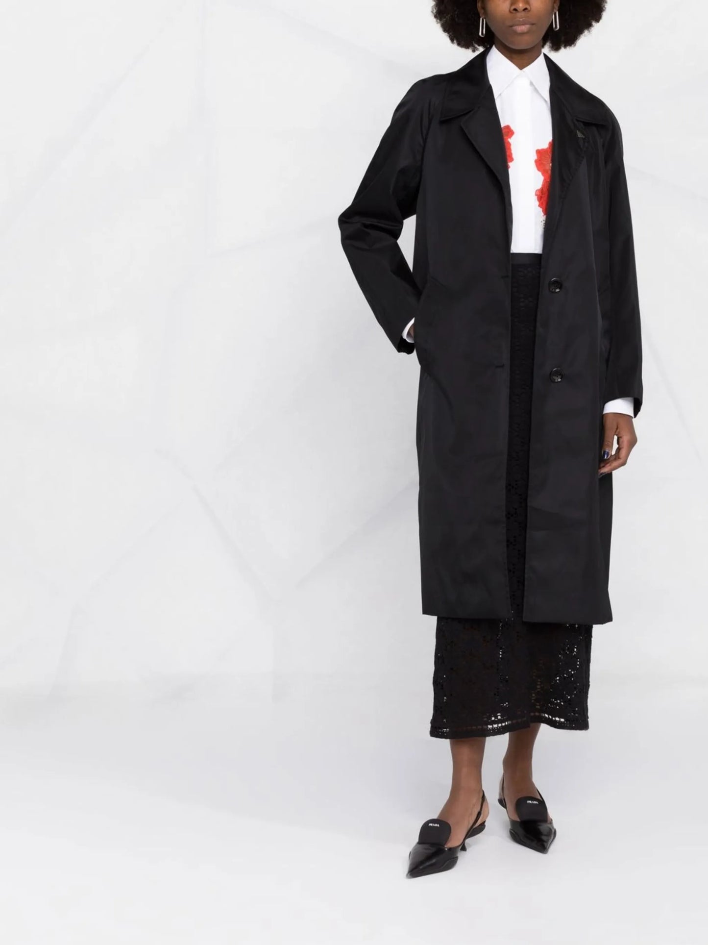 Re-Nylon single-breasted coat