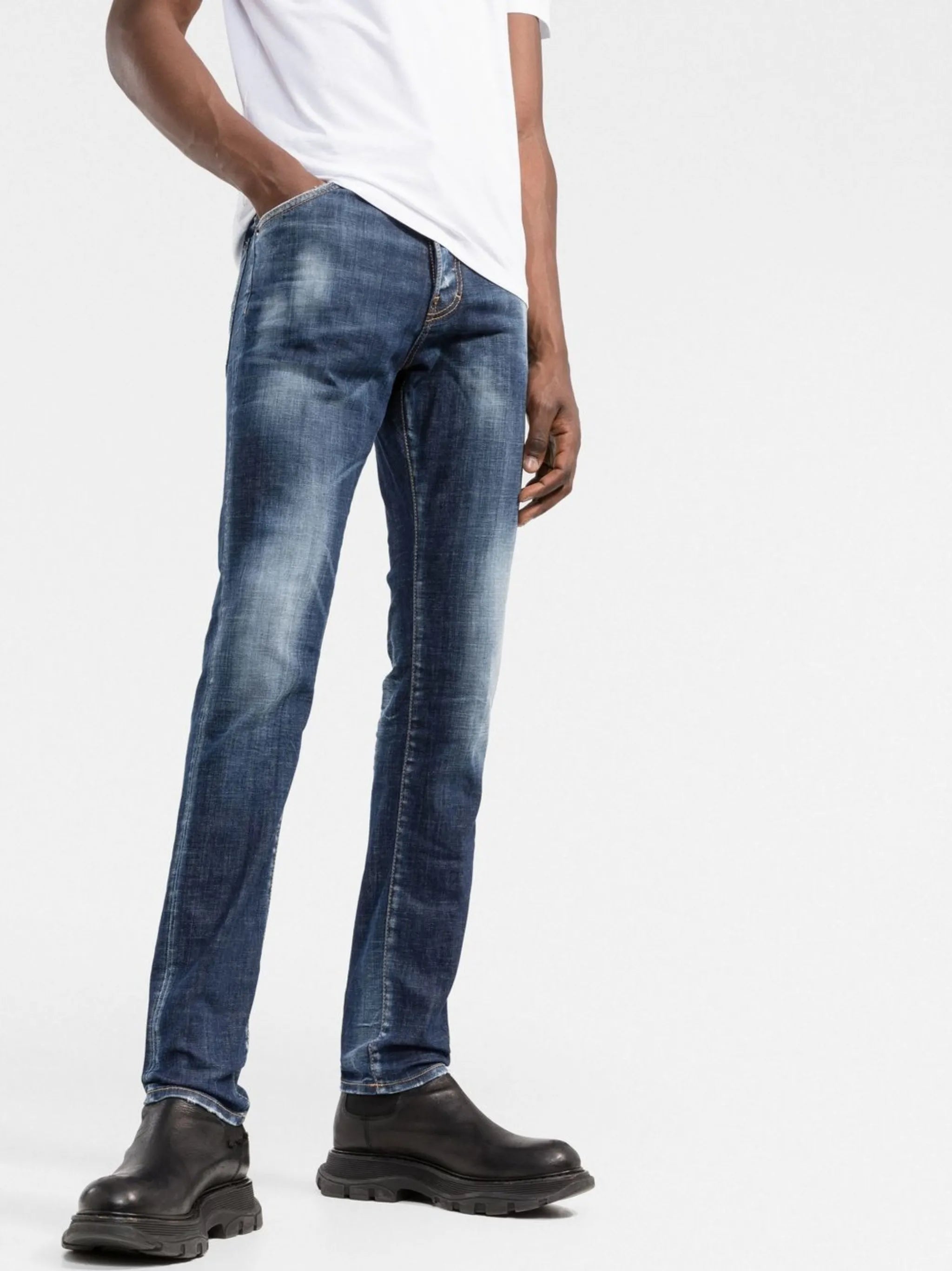 bleached slim-fit jeans