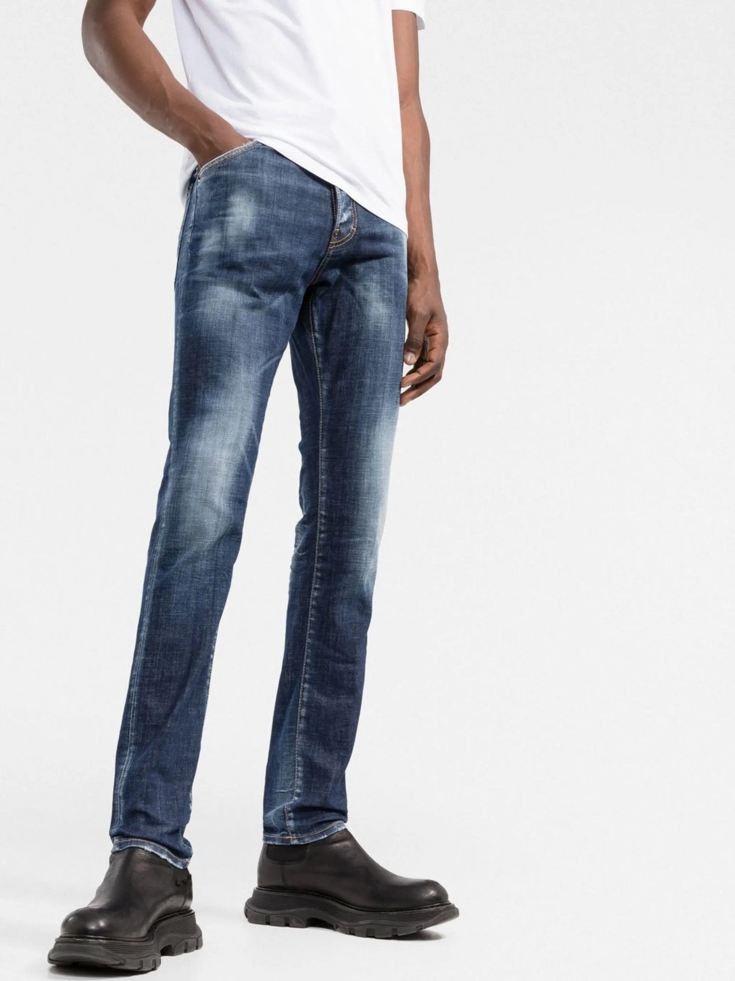 bleached slim-fit jeans