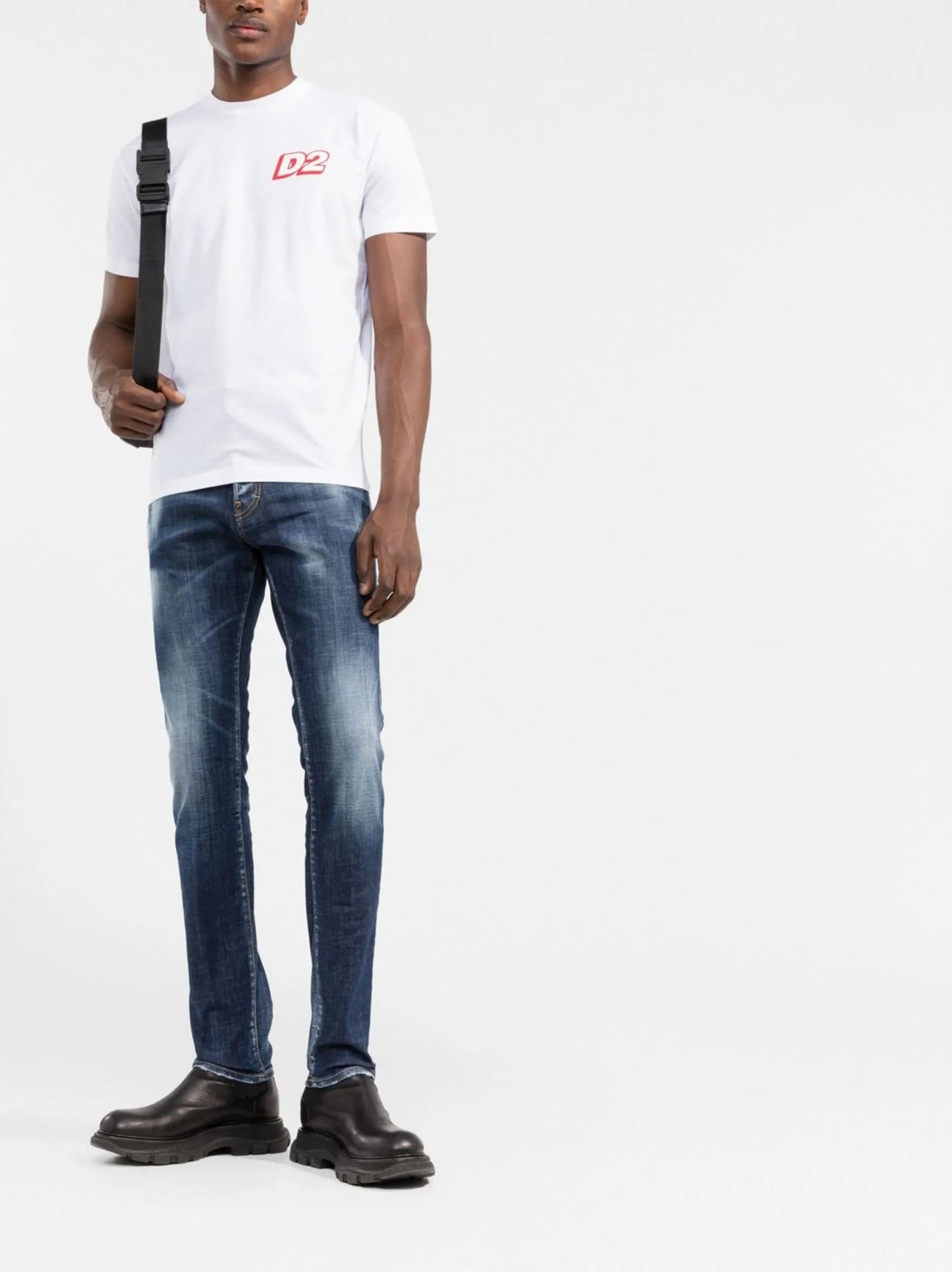 bleached slim-fit jeans