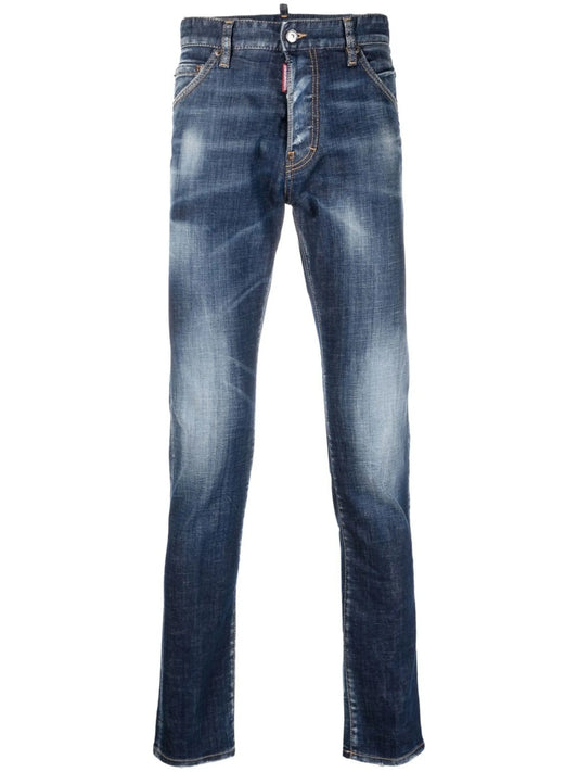 bleached slim-fit jeans