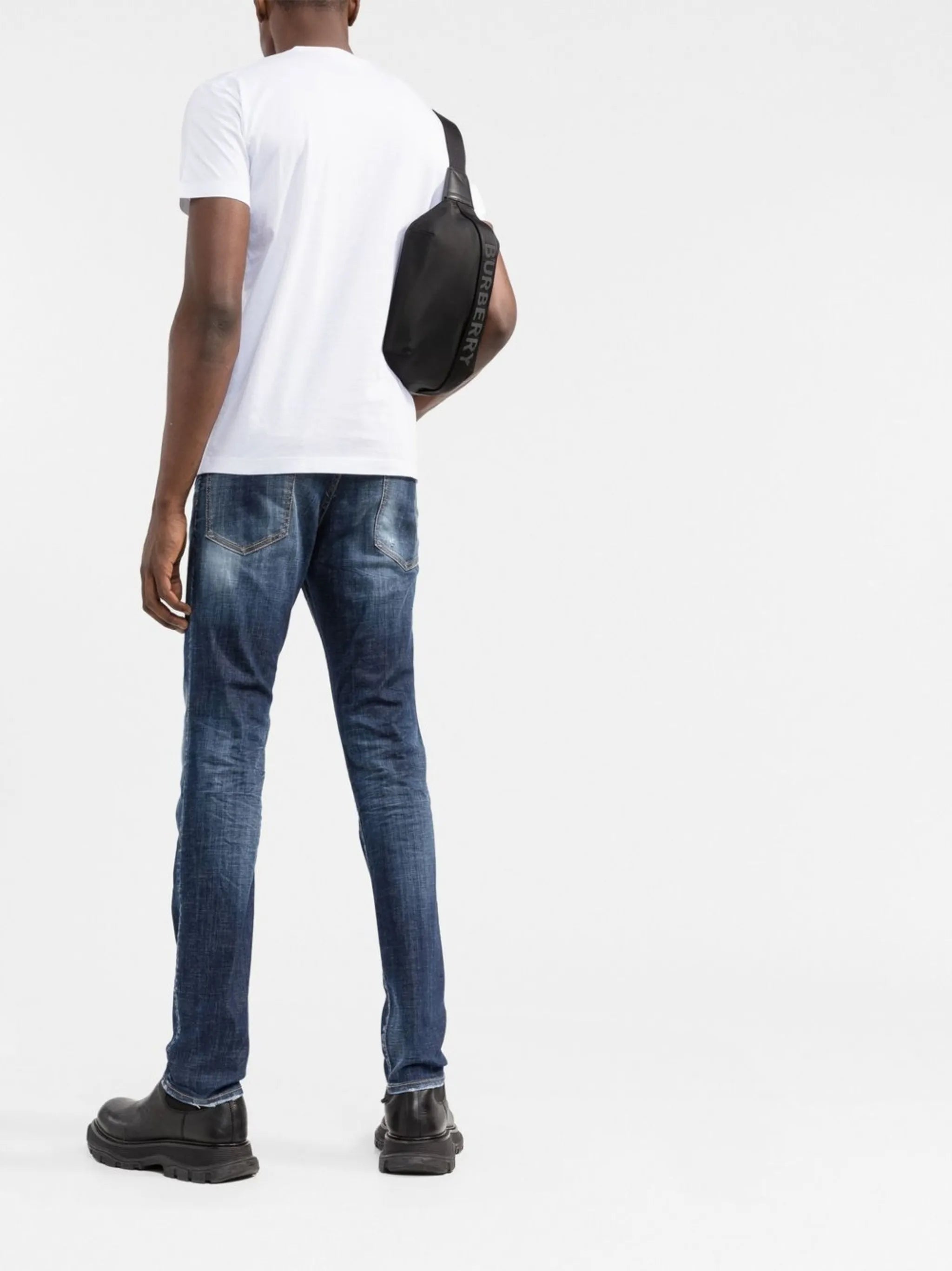 bleached slim-fit jeans