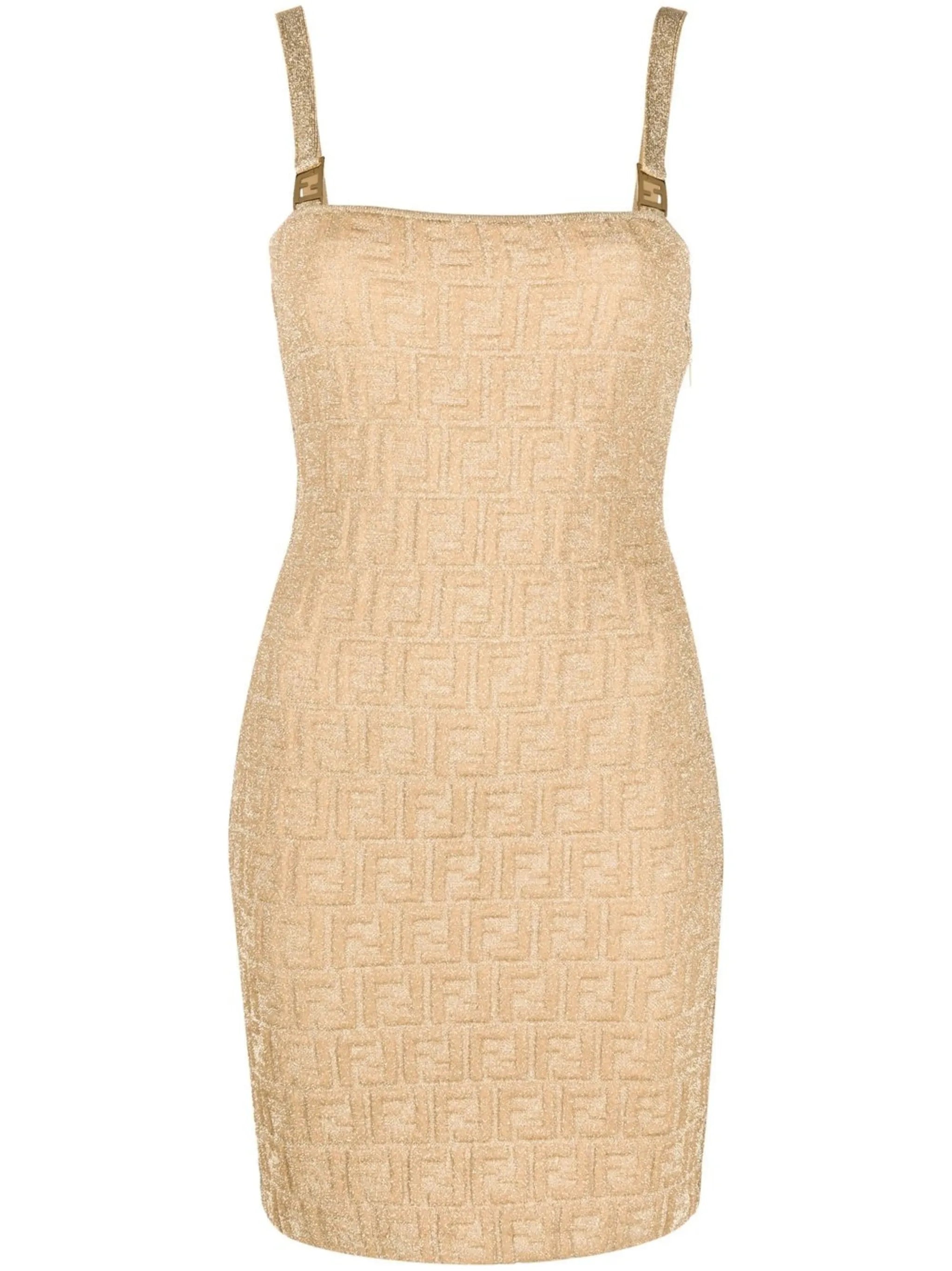 all-over embossed-logo dress