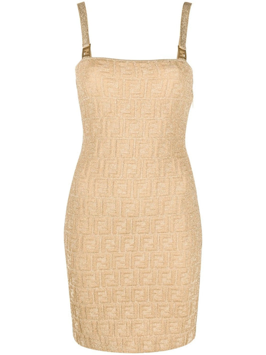 all-over embossed-logo dress
