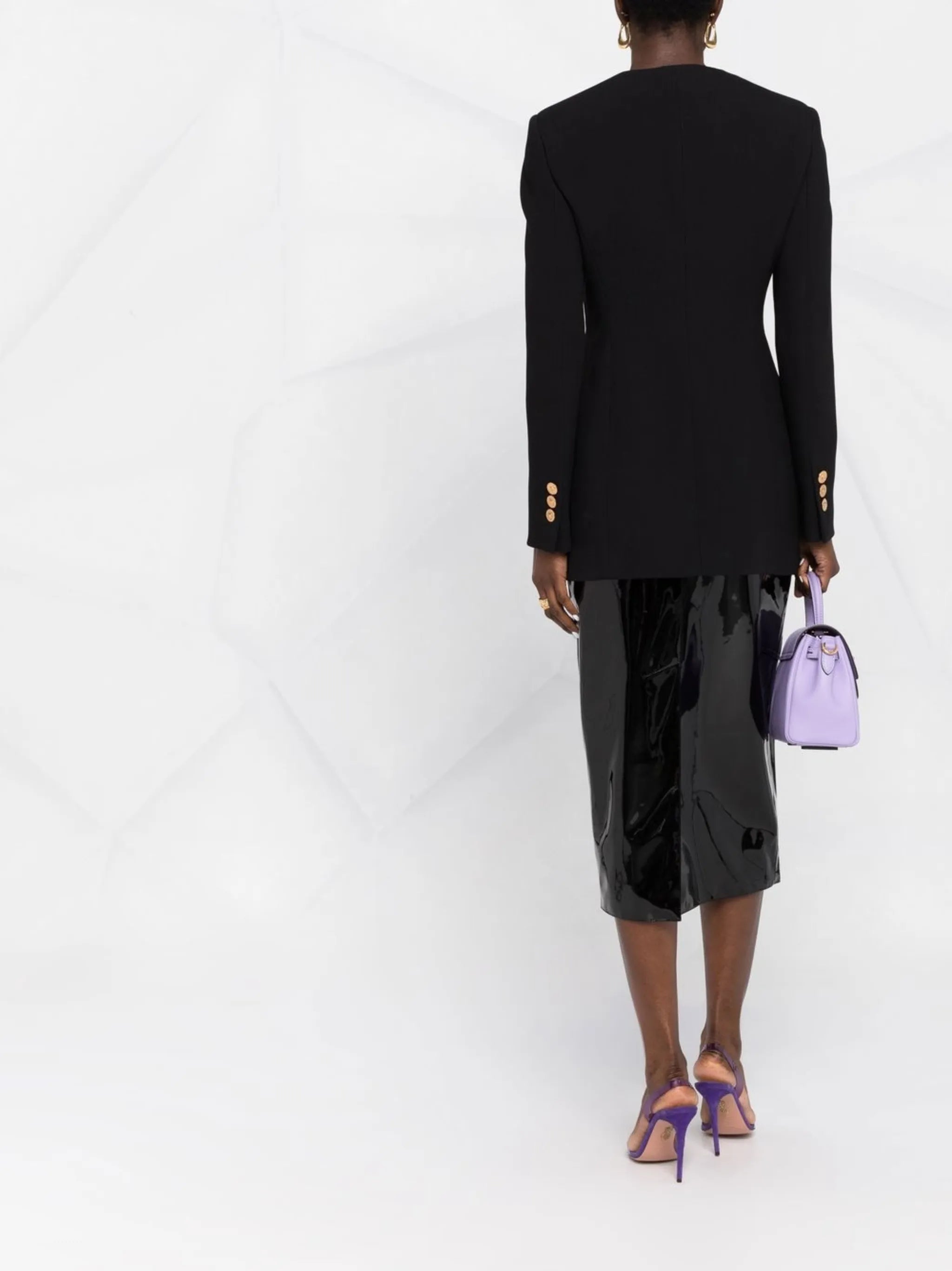 keyhole-neck fitted blazer