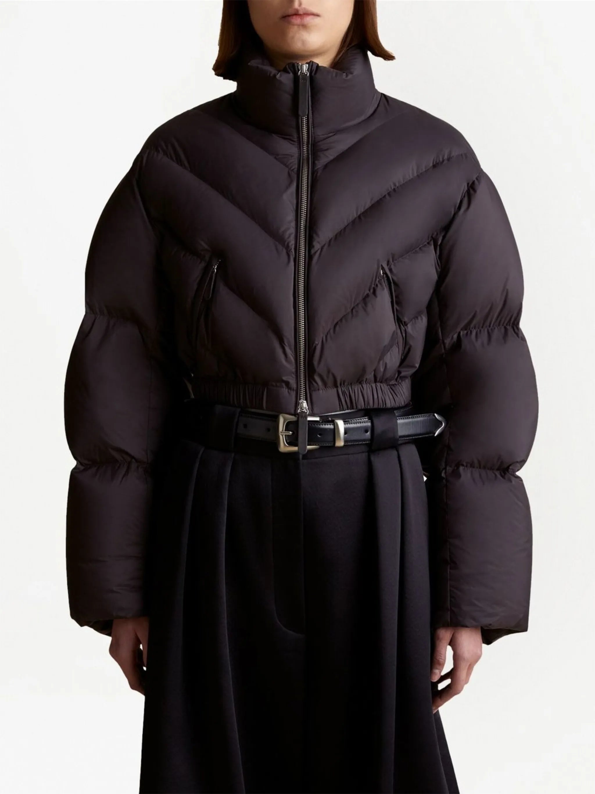 high-neck cropped puffer jacket