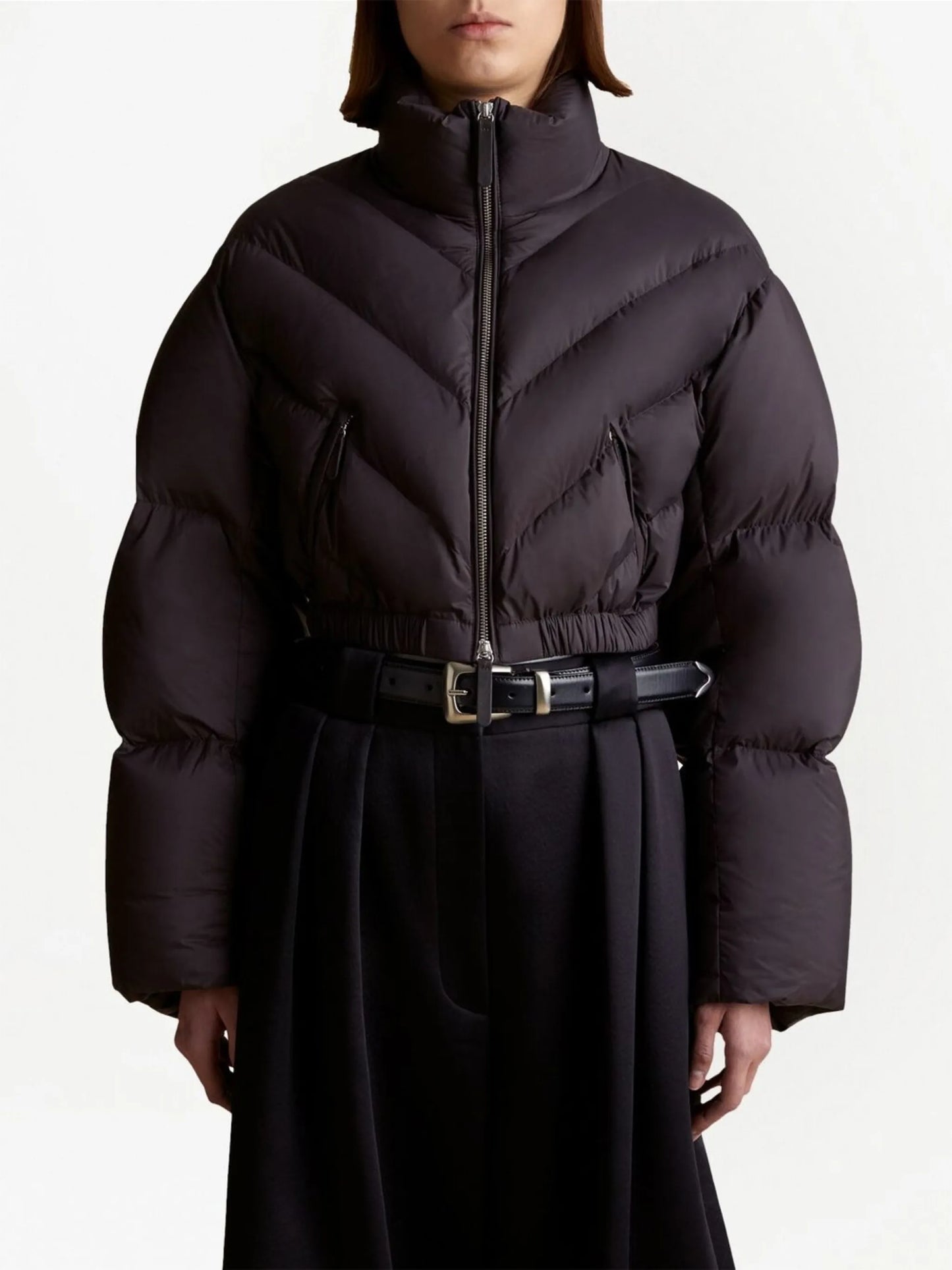 high-neck cropped puffer jacket