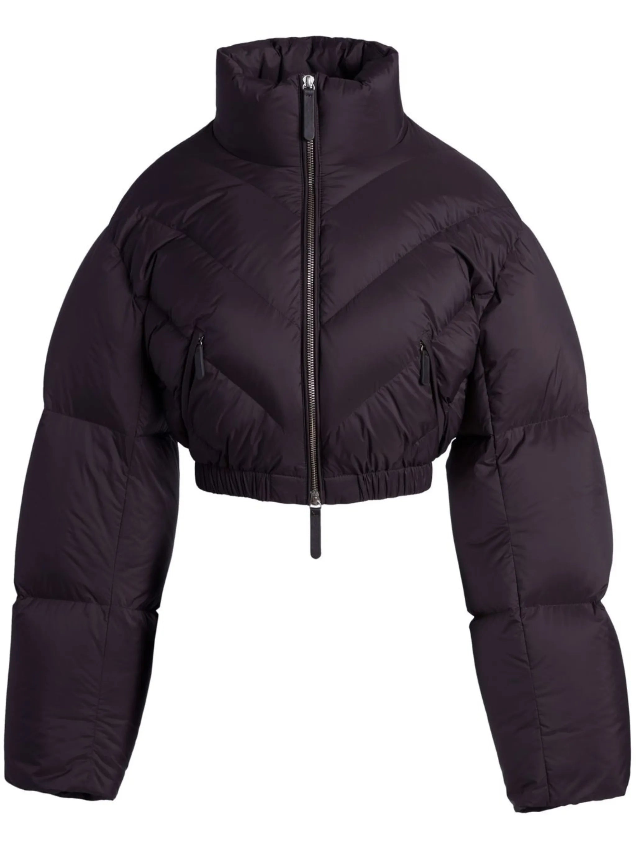 high-neck cropped puffer jacket