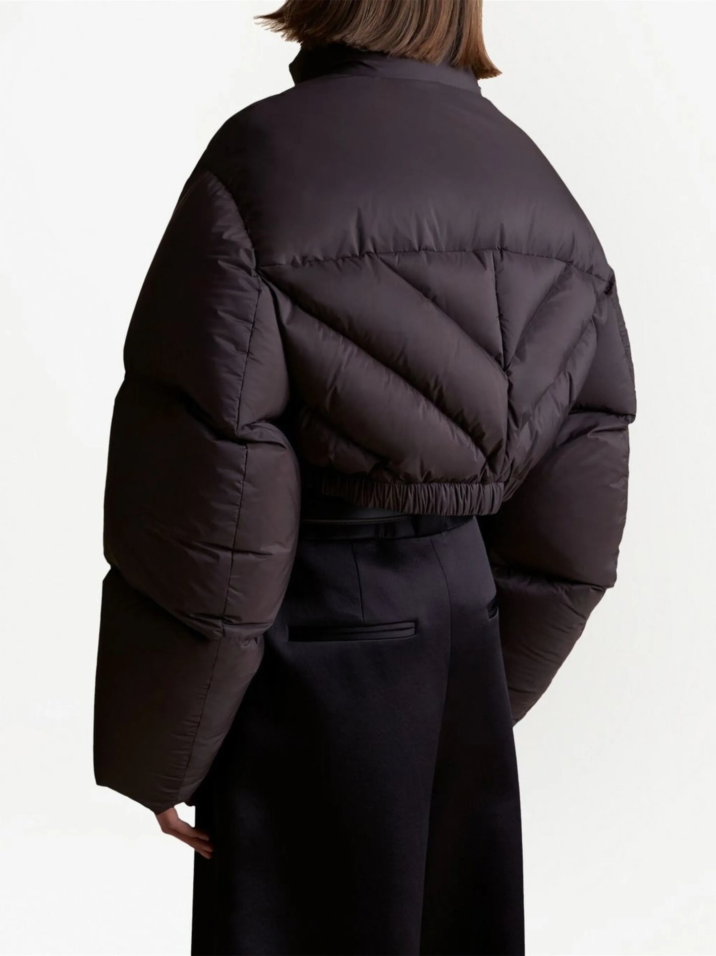 high-neck cropped puffer jacket
