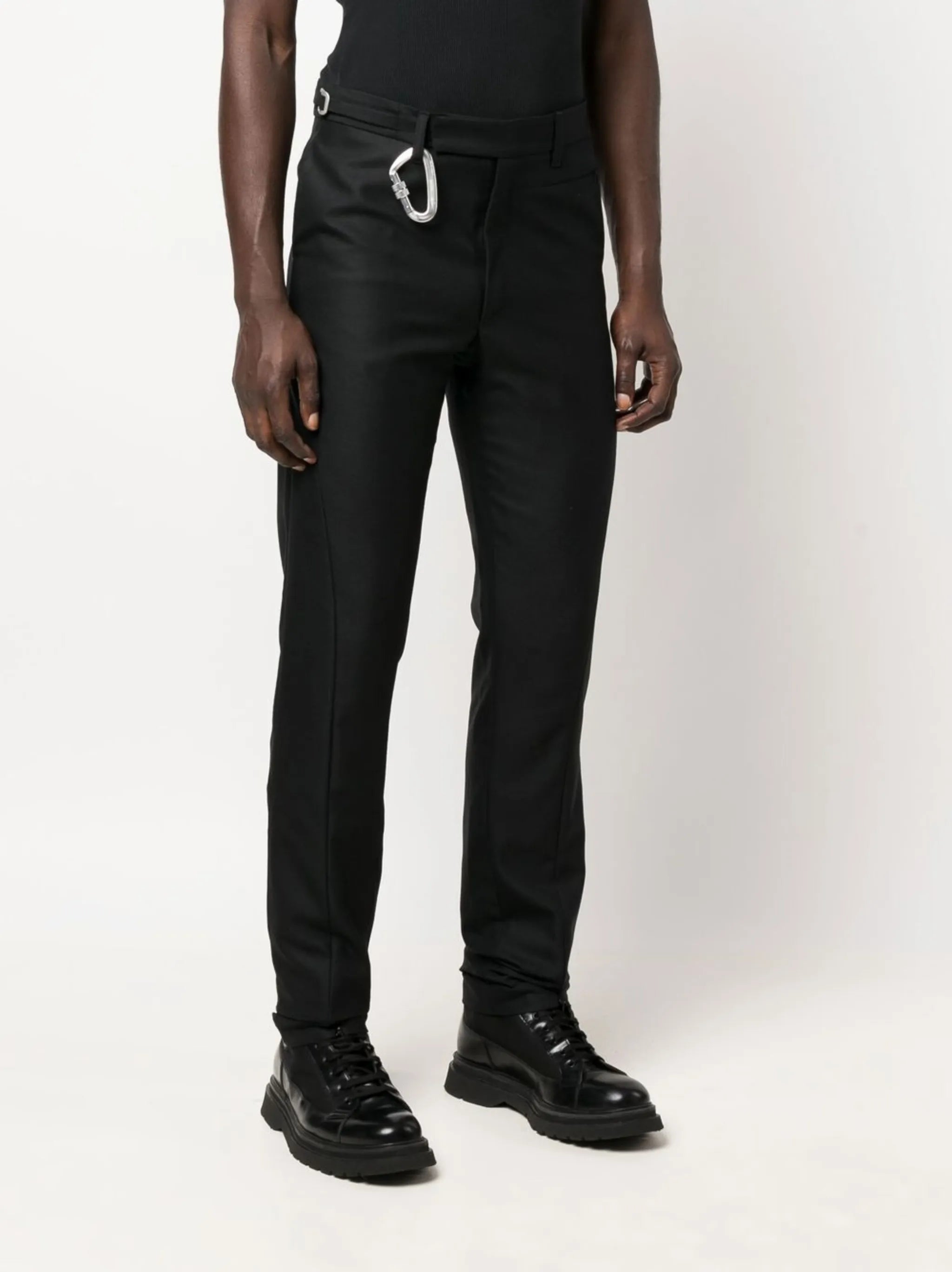 hook-embellished straight chinos