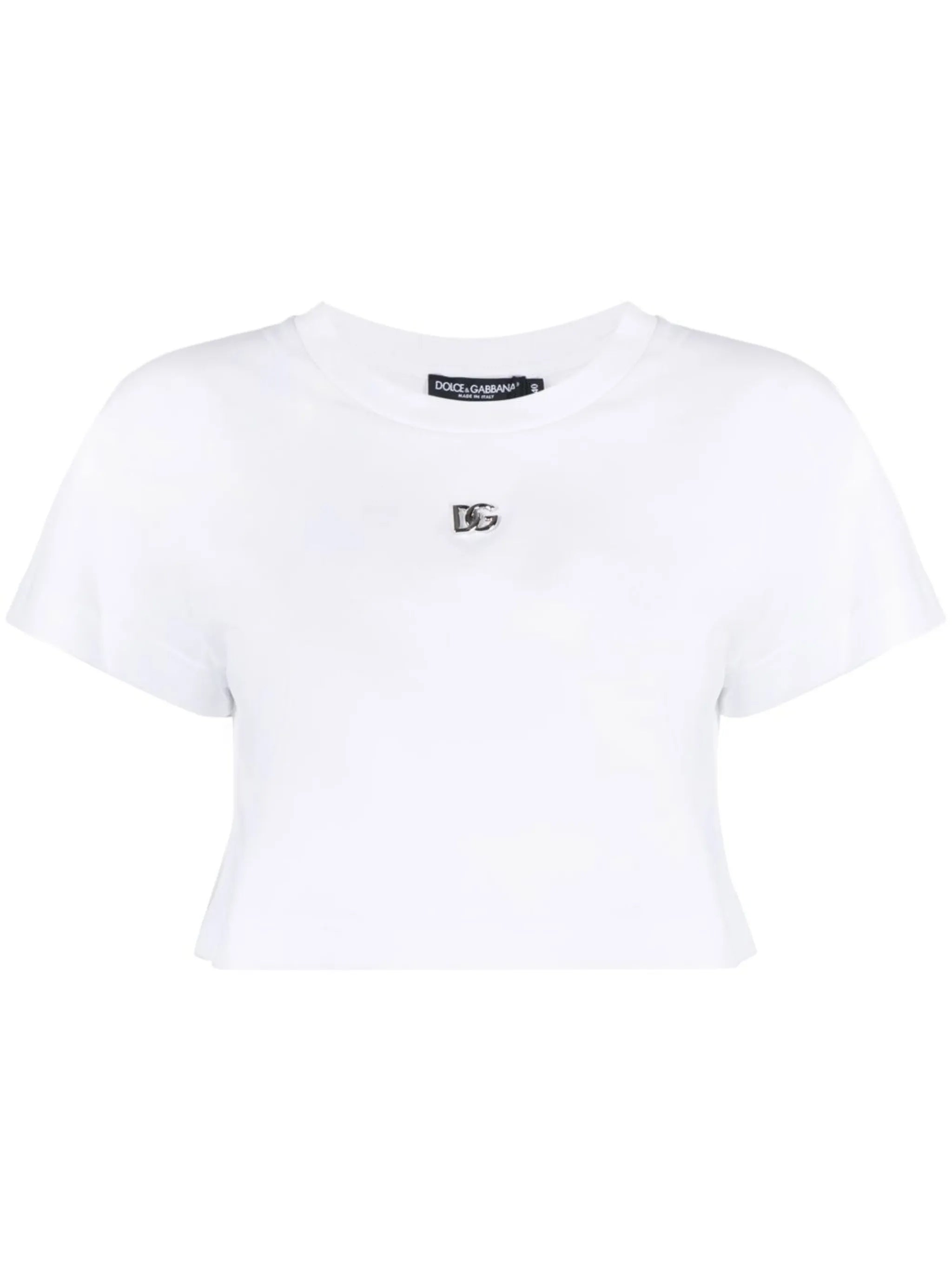 cropped logo-plaque T-shirt