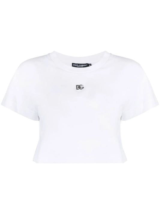 cropped logo-plaque T-shirt