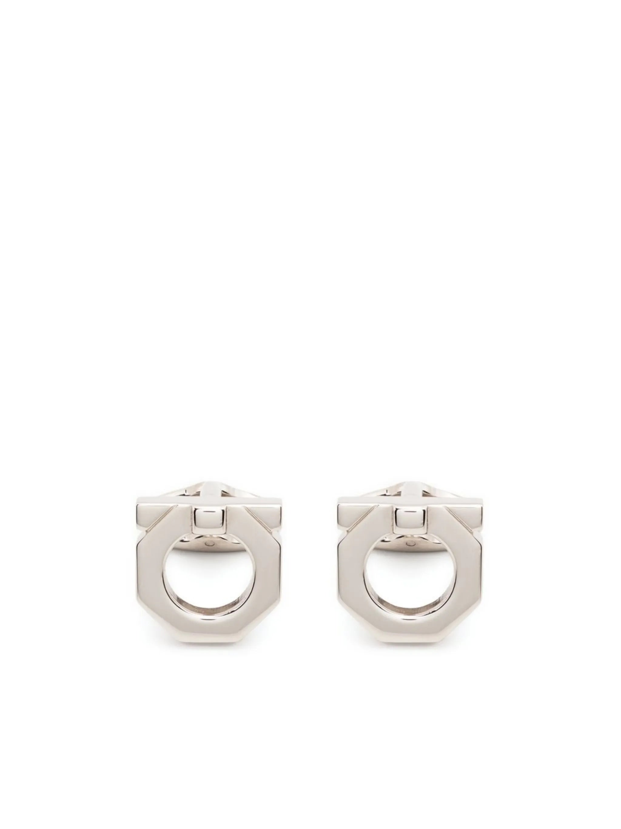 engraved-logo polished-effect cufflinks