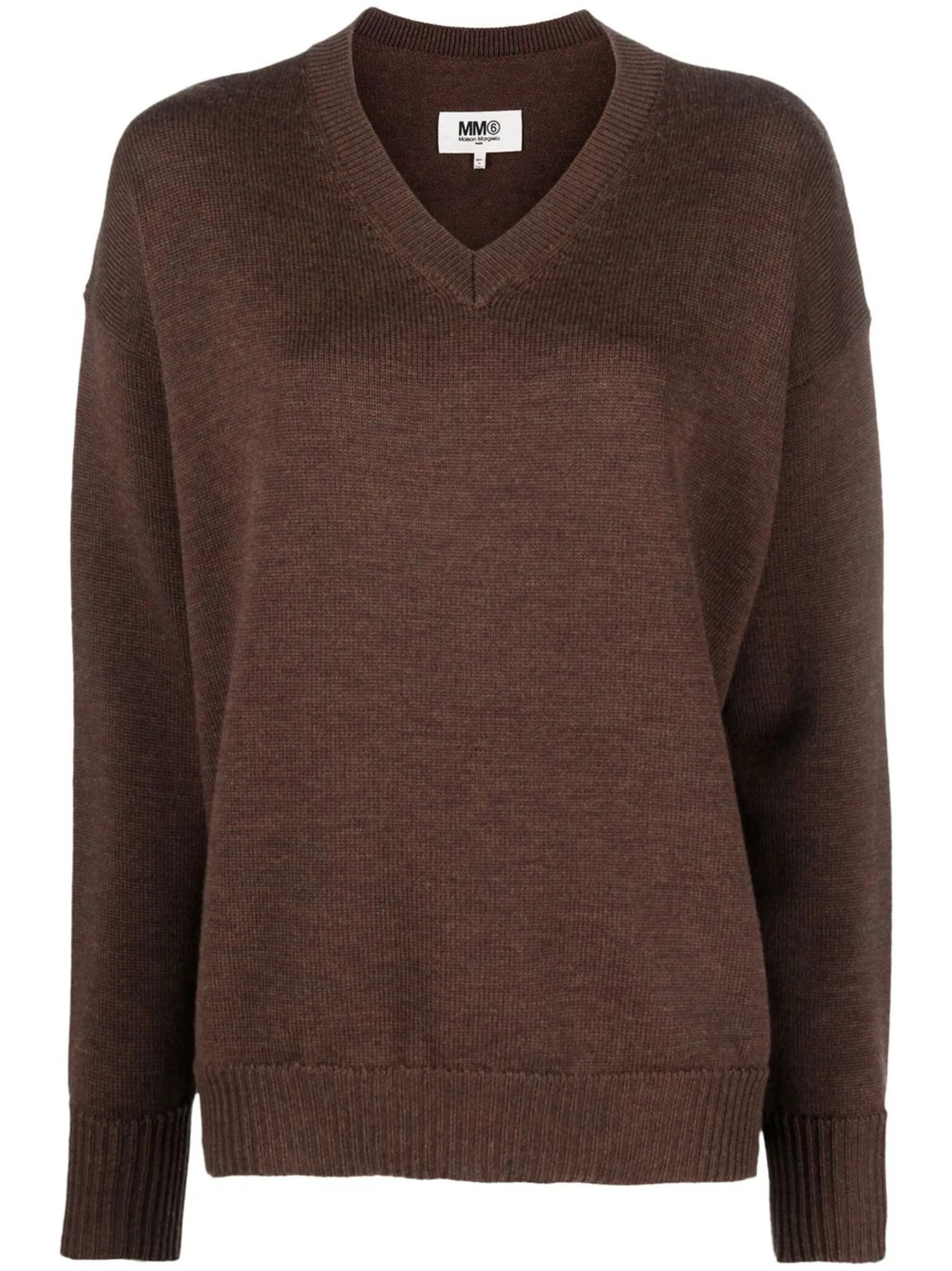 V-neck logo-intarsia jumper