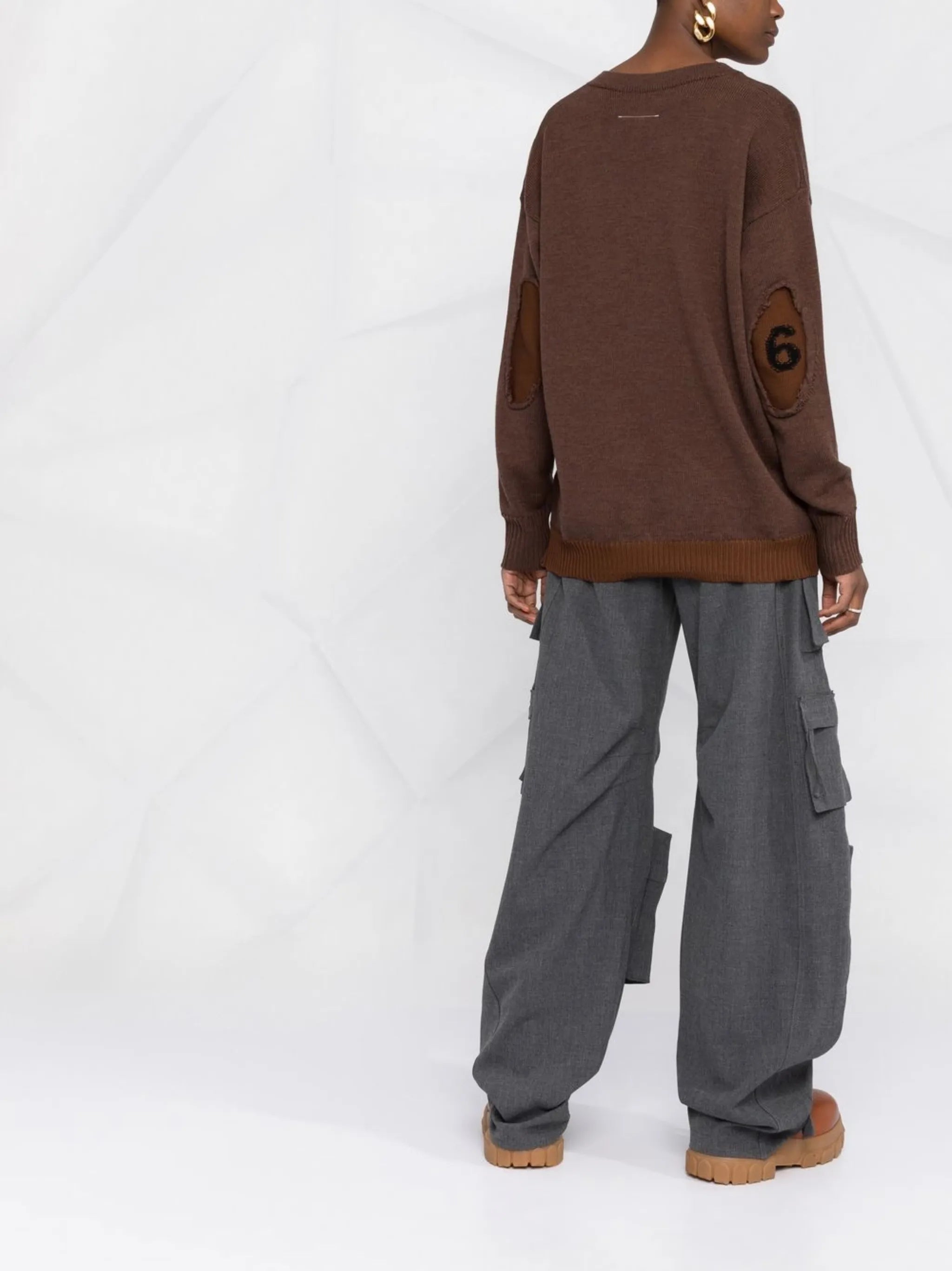V-neck logo-intarsia jumper