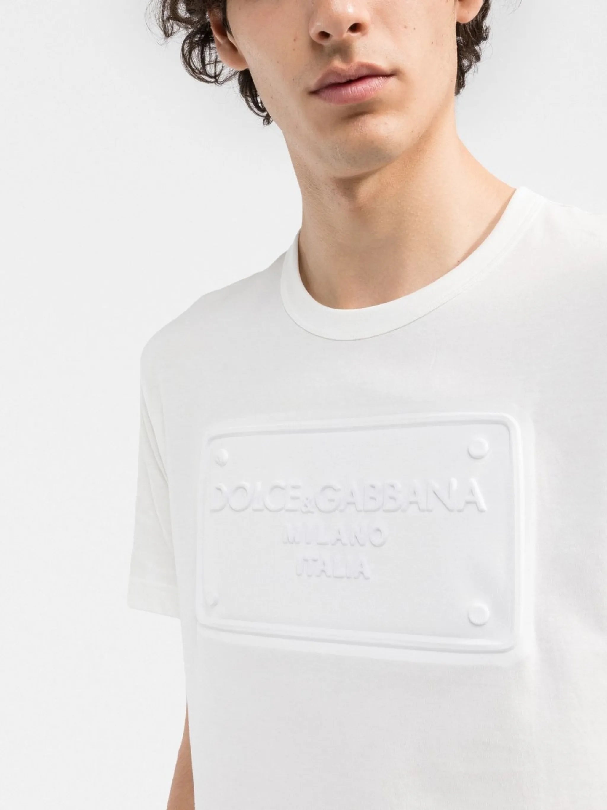 logo-embossed cotton T-shirt