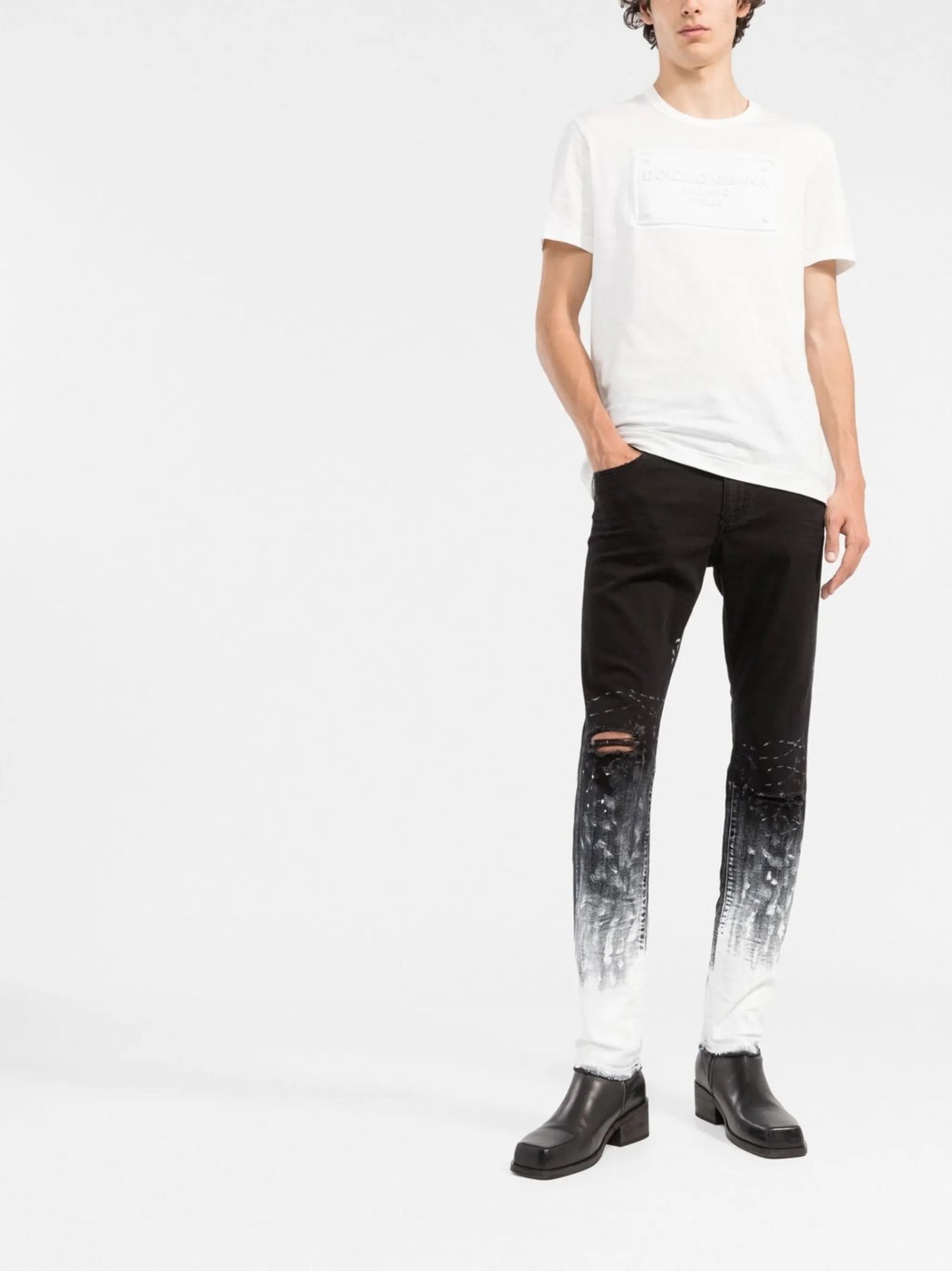 logo-embossed cotton T-shirt