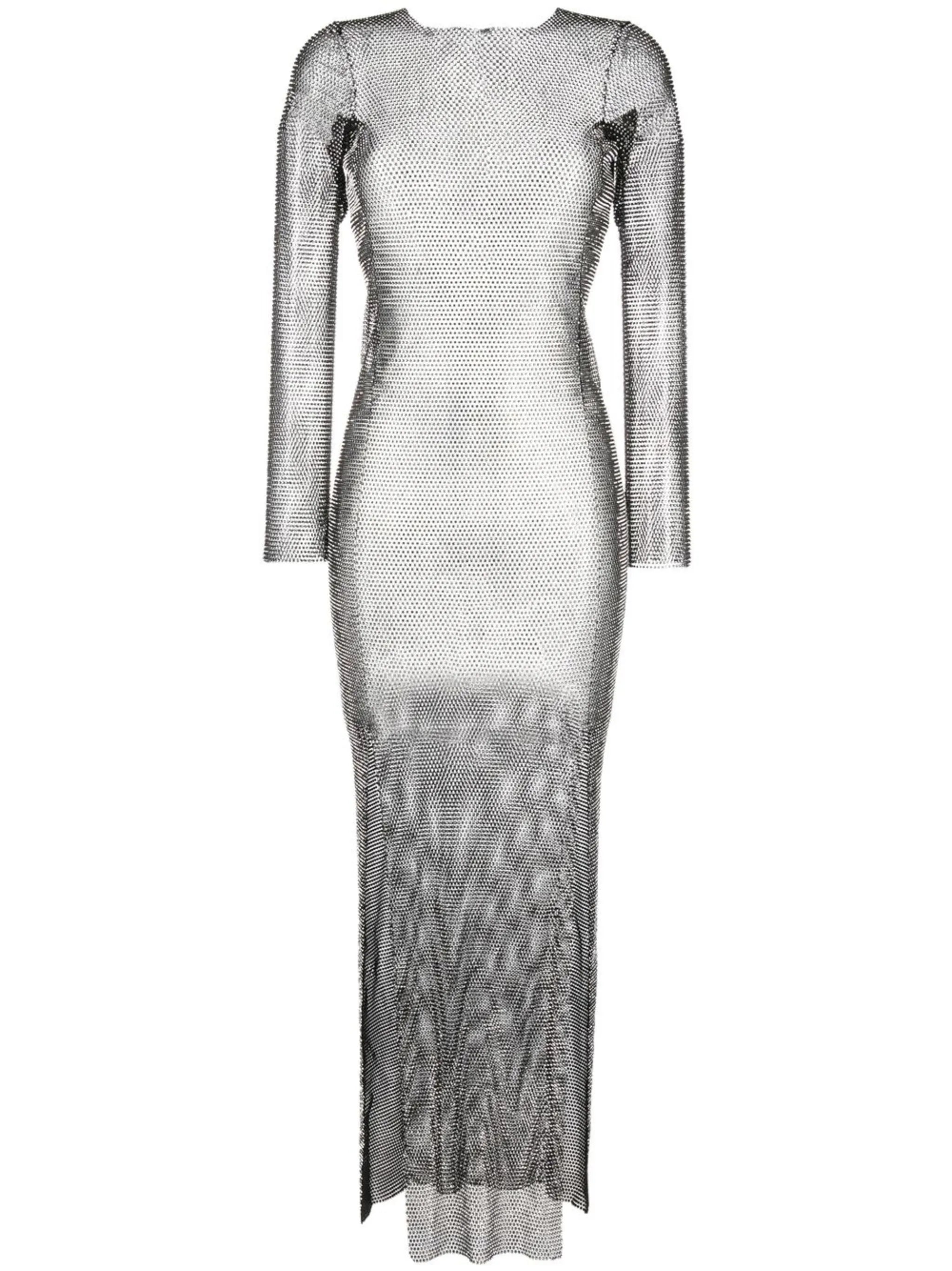 rhinestone-embellished sheer maxi-dress