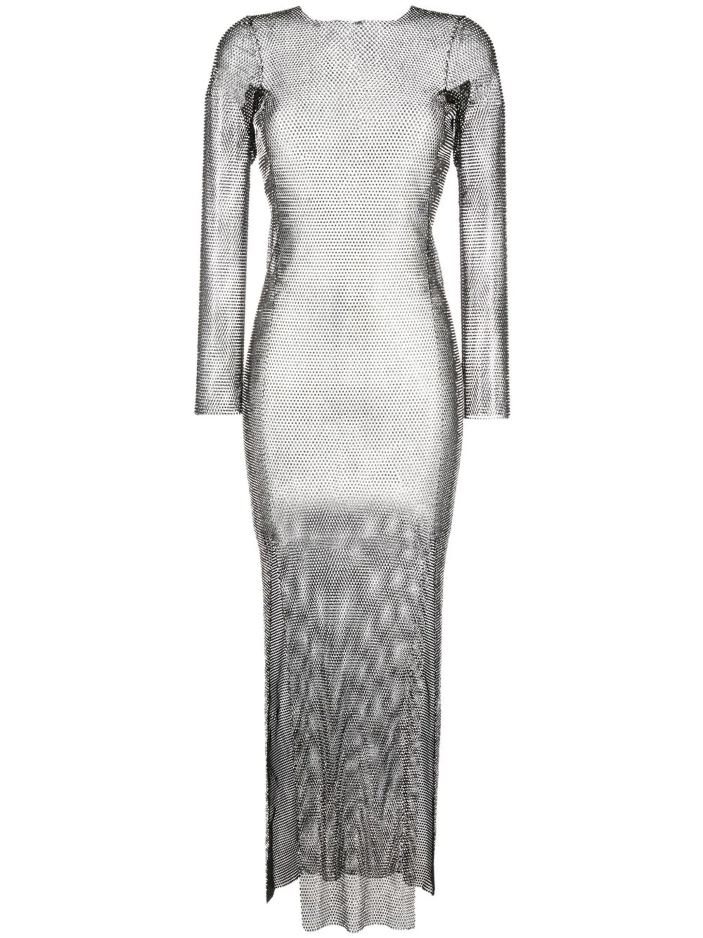 rhinestone-embellished sheer maxi-dress