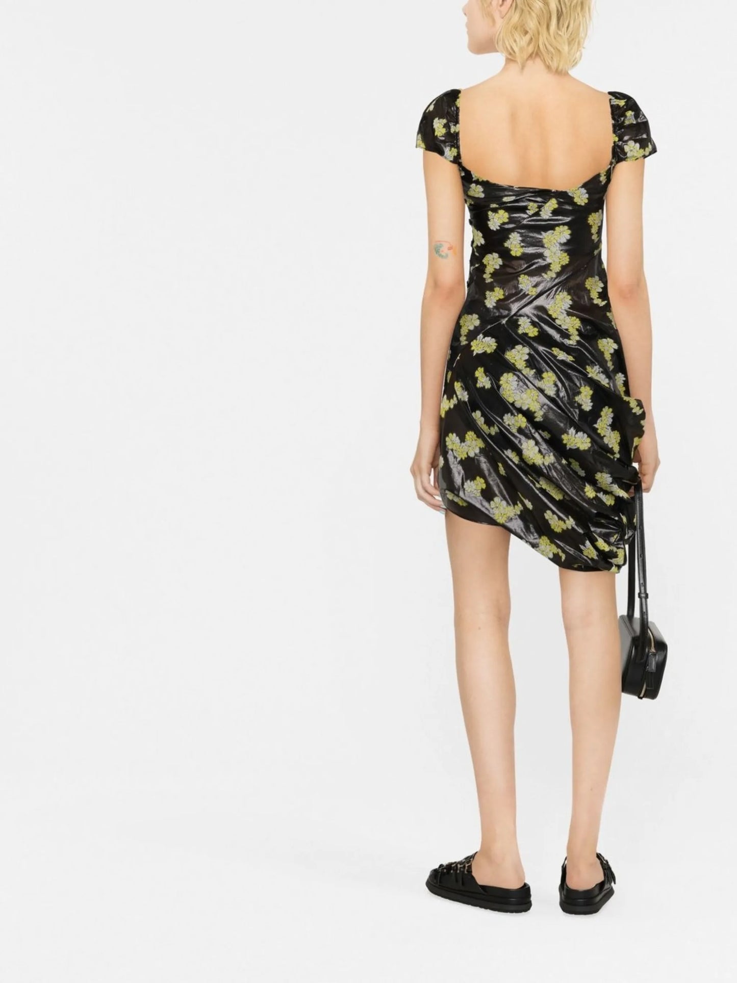 floral-embroidered midi dress