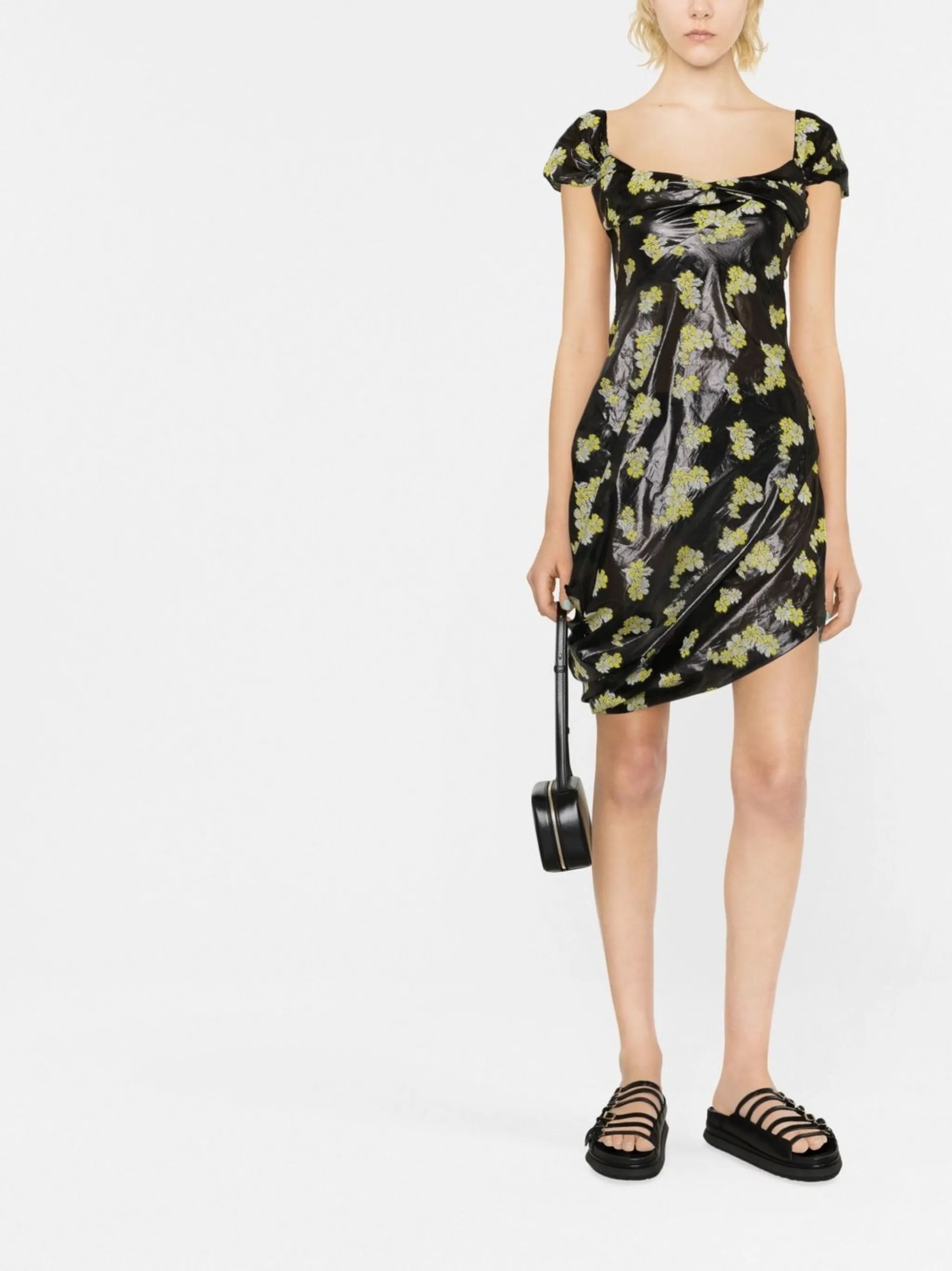 floral-embroidered midi dress