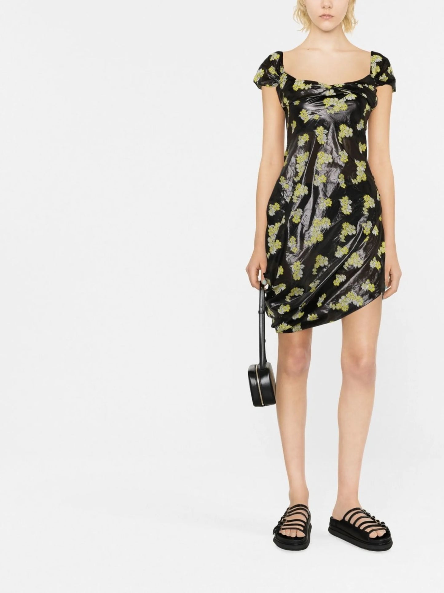 floral-embroidered midi dress