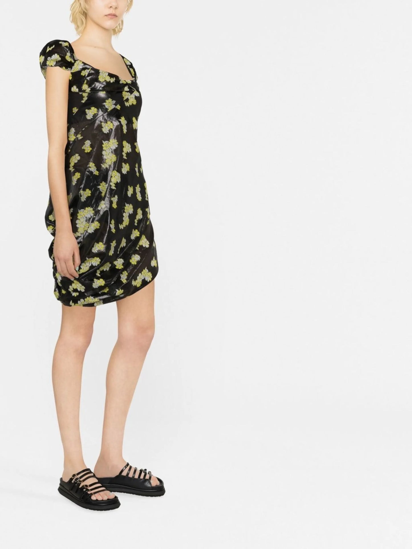 floral-embroidered midi dress