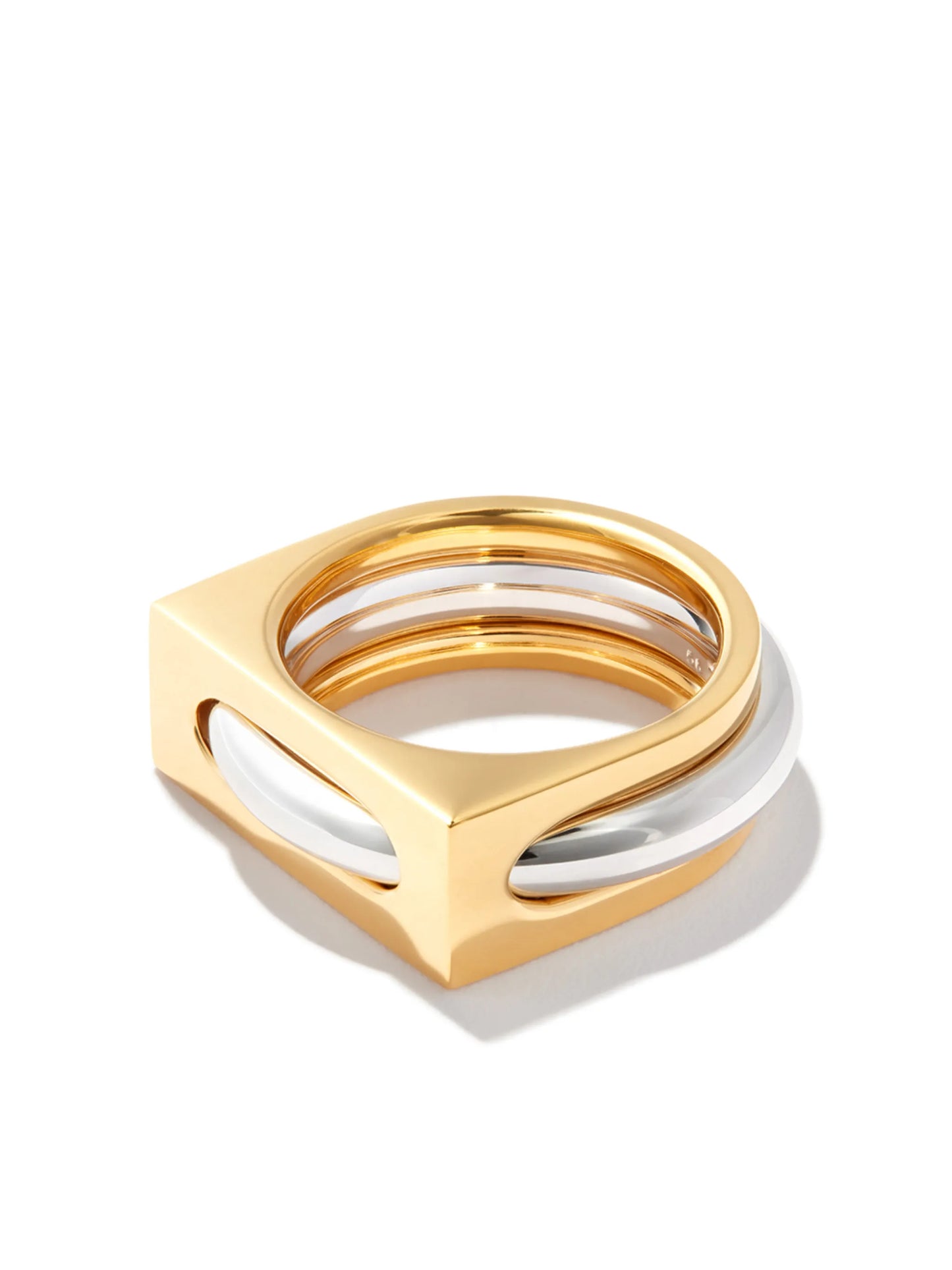 9kt yellow gold and silver Cage ring