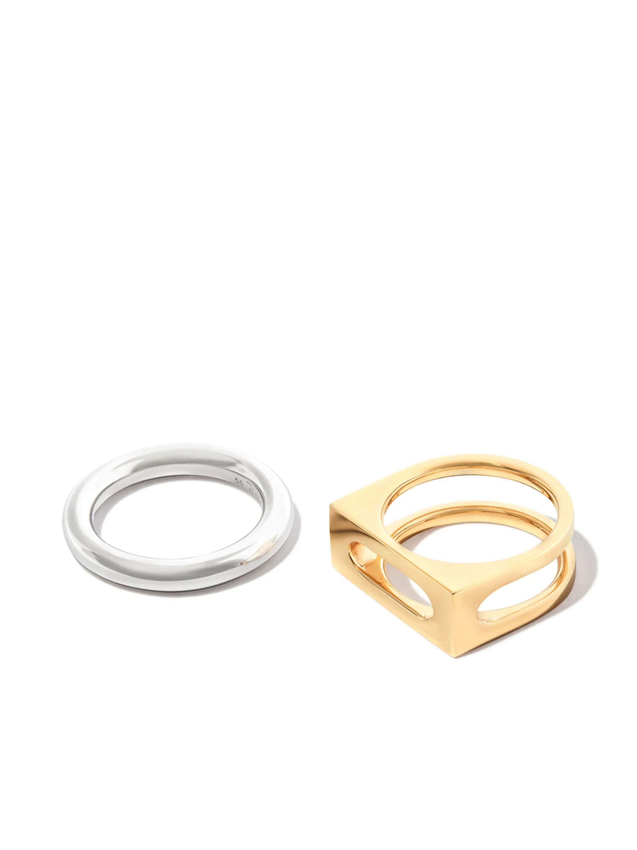 9kt yellow gold and silver Cage ring