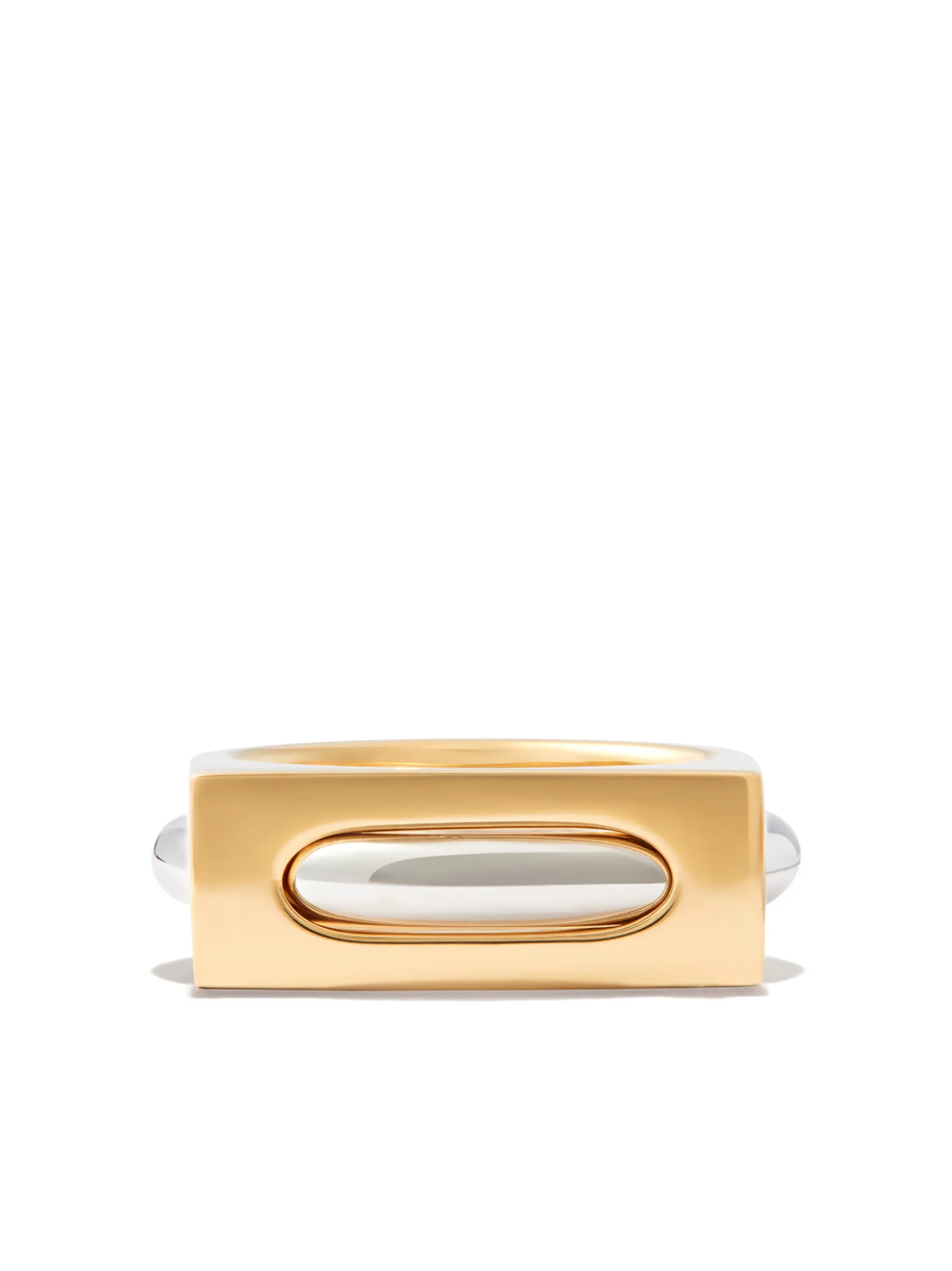 9kt yellow gold and silver Cage ring