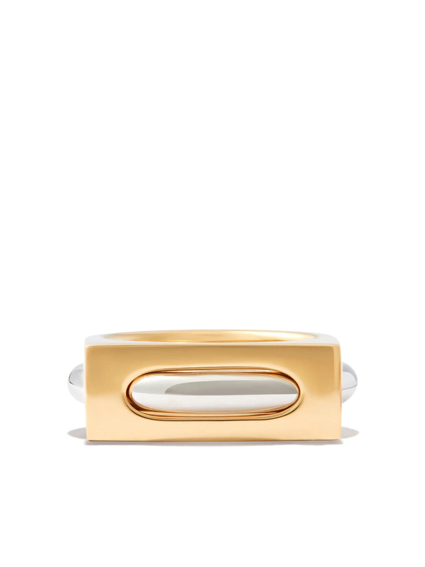 9kt yellow gold and silver Cage ring