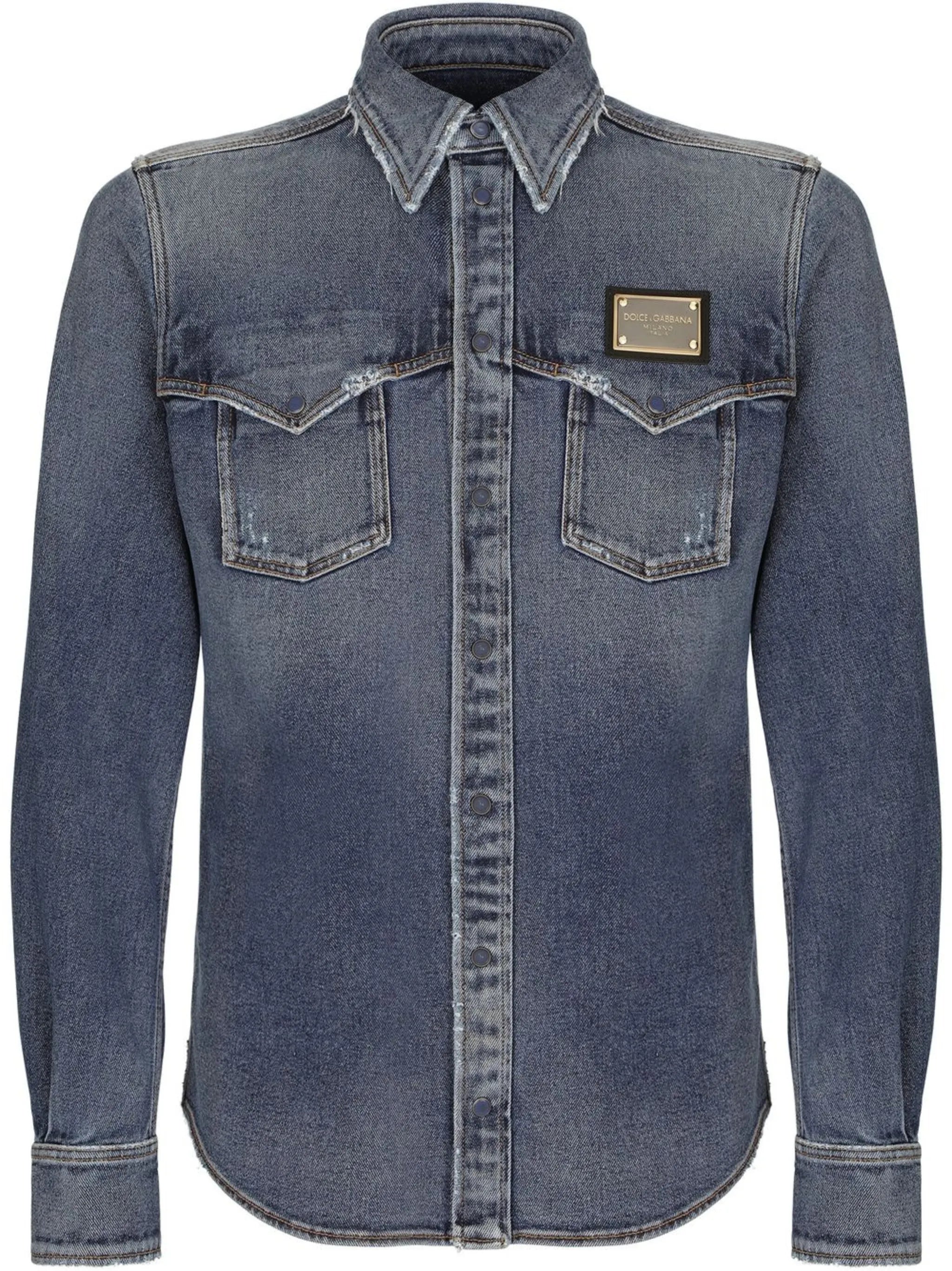 slim-fit denim shirt