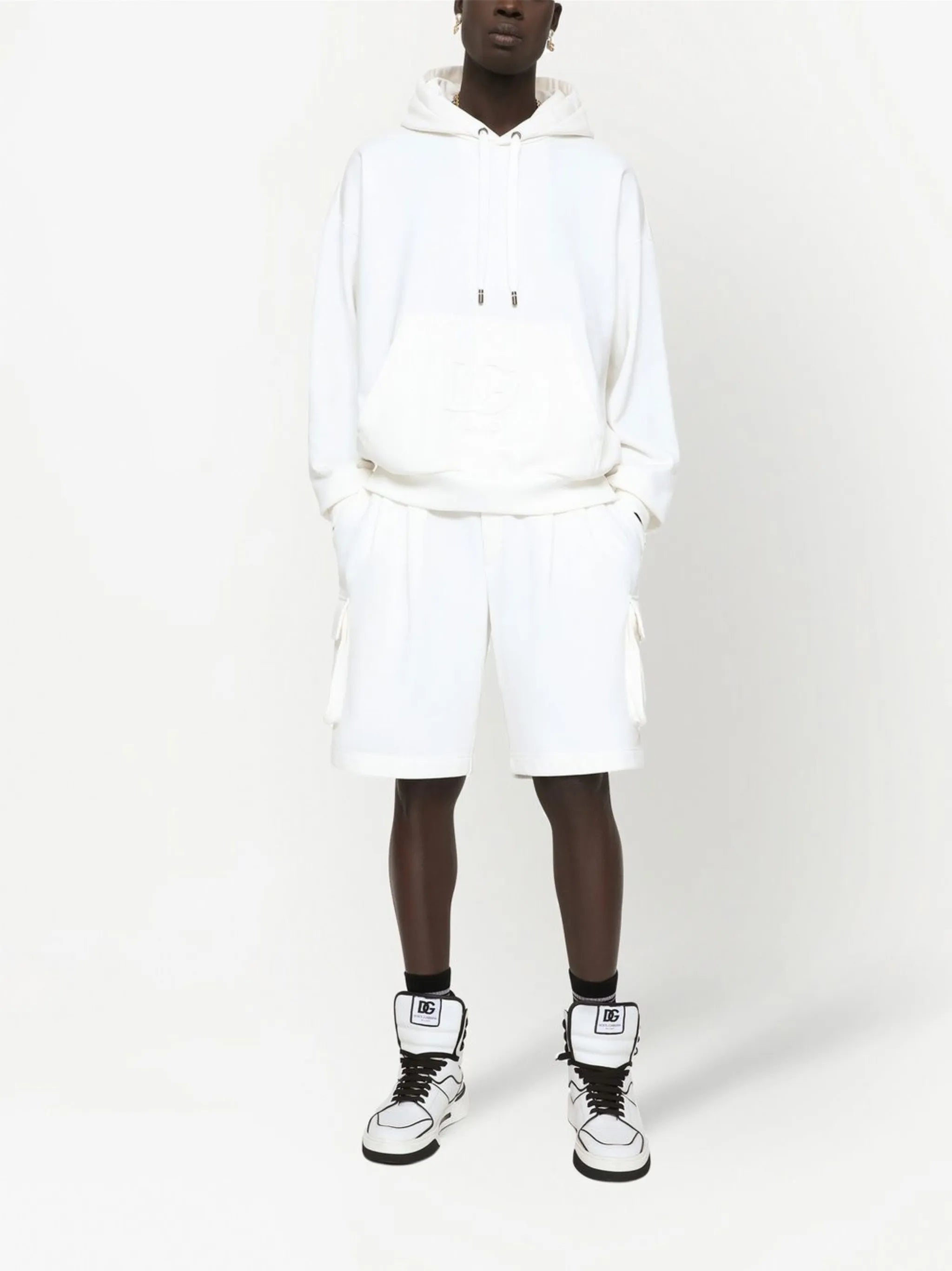 embossed-logo jersey hoodie